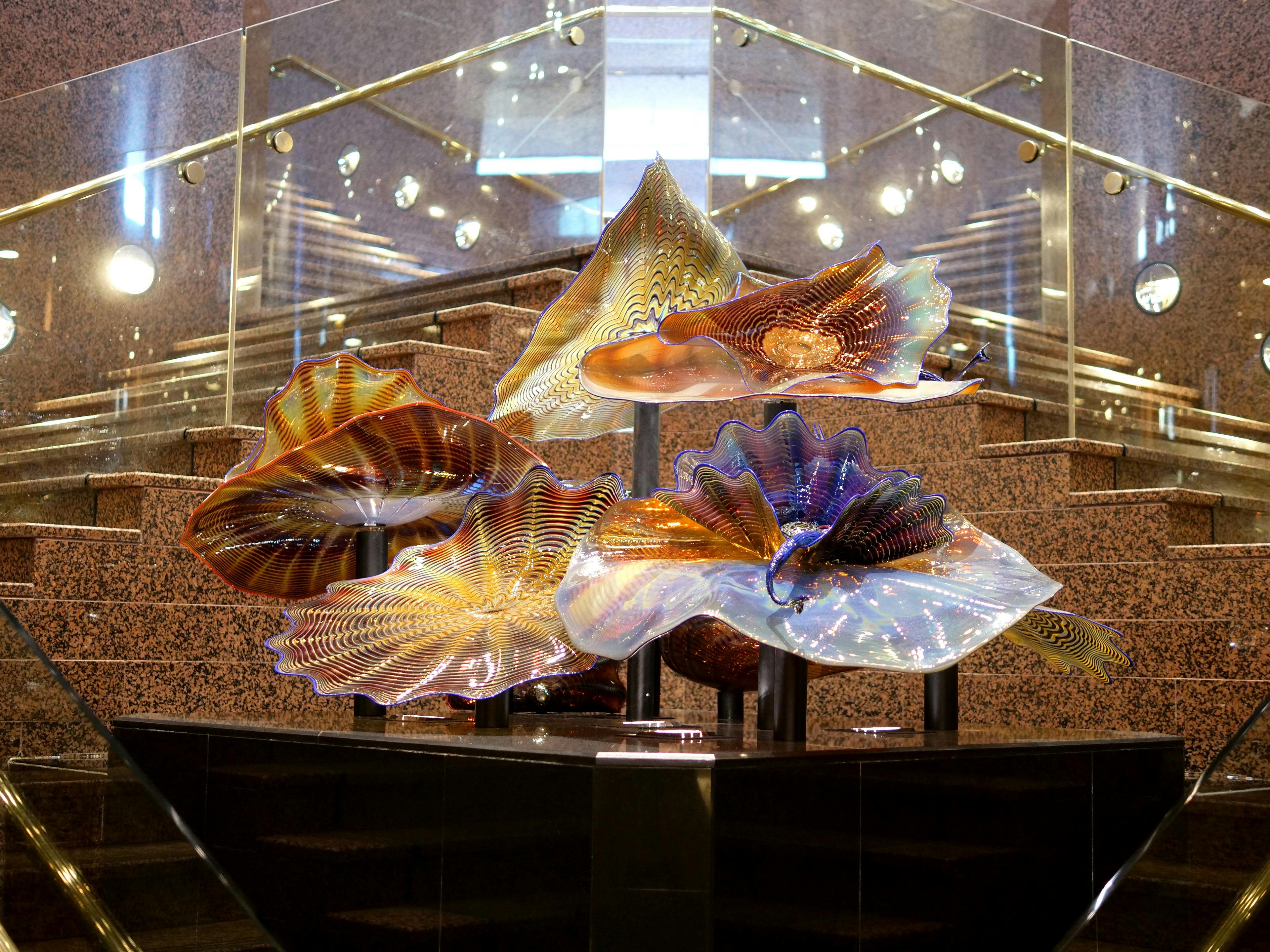 Chihuly sculpture at grand staircase in lobby level of InterContinental Adelaide
