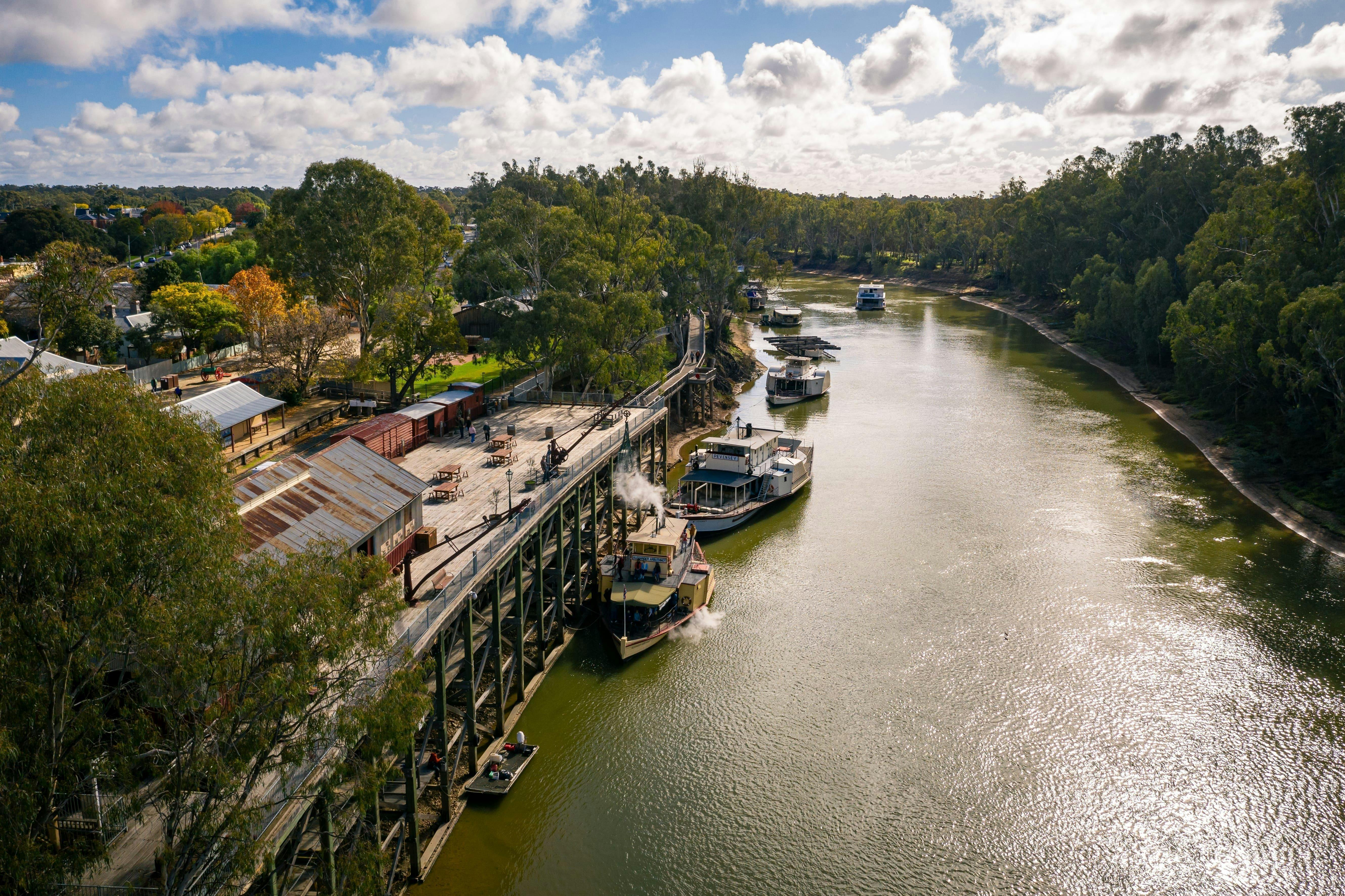 Aerial photograph of the Port of Echuca