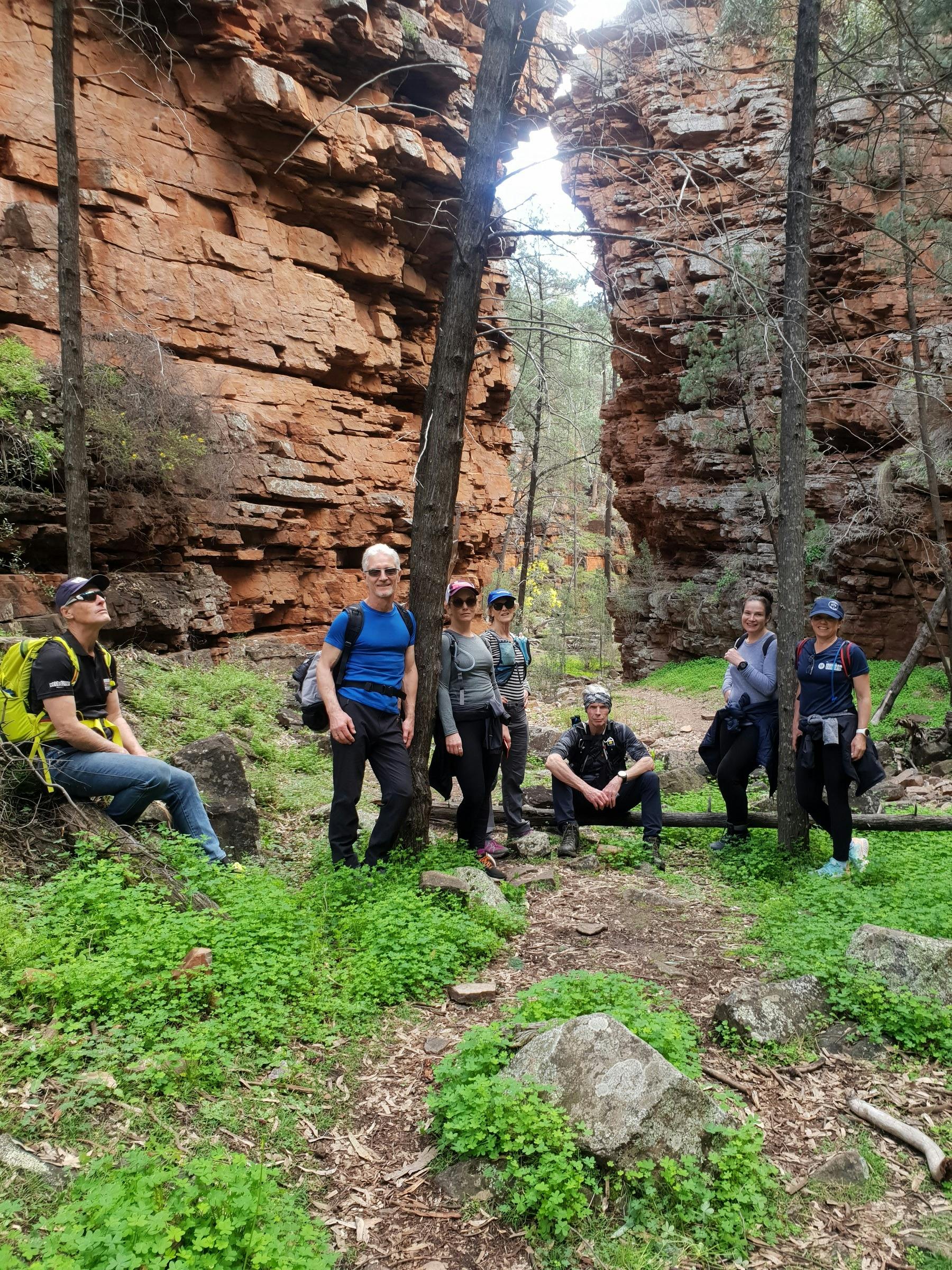 Group at the entrance to Hidden Gorge