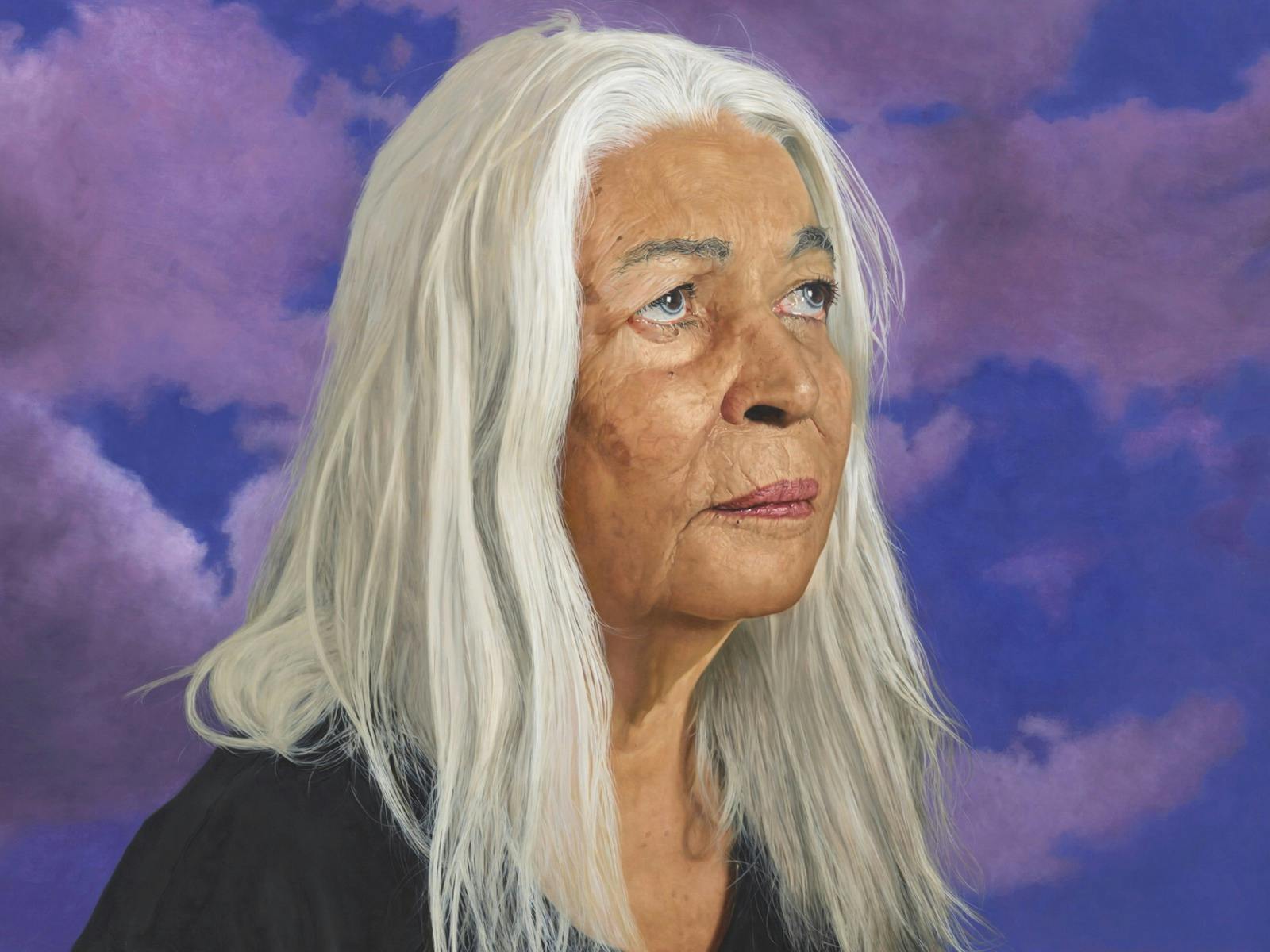 Archibald Prize 2024 finalist, Angus McDonald Professor Marchia Langton AO (details) (c) the artist