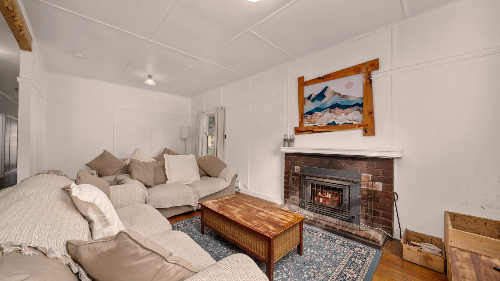 Lounge with wood fire