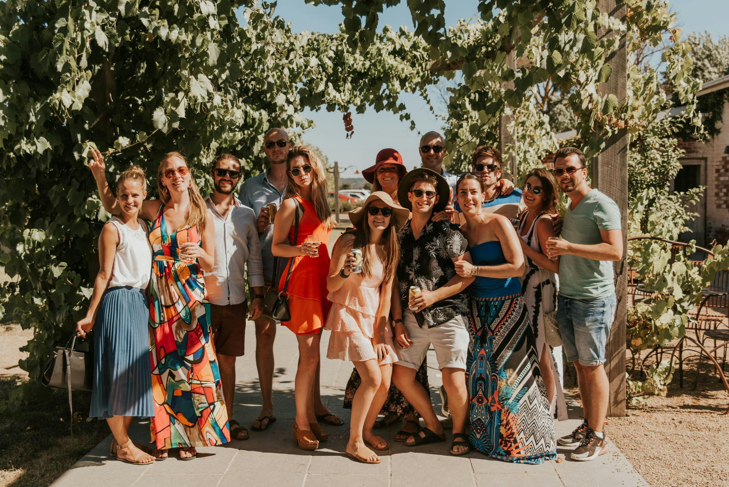 Yarra Valley winery tour group tour at the winery enjoying wine and cider tastings