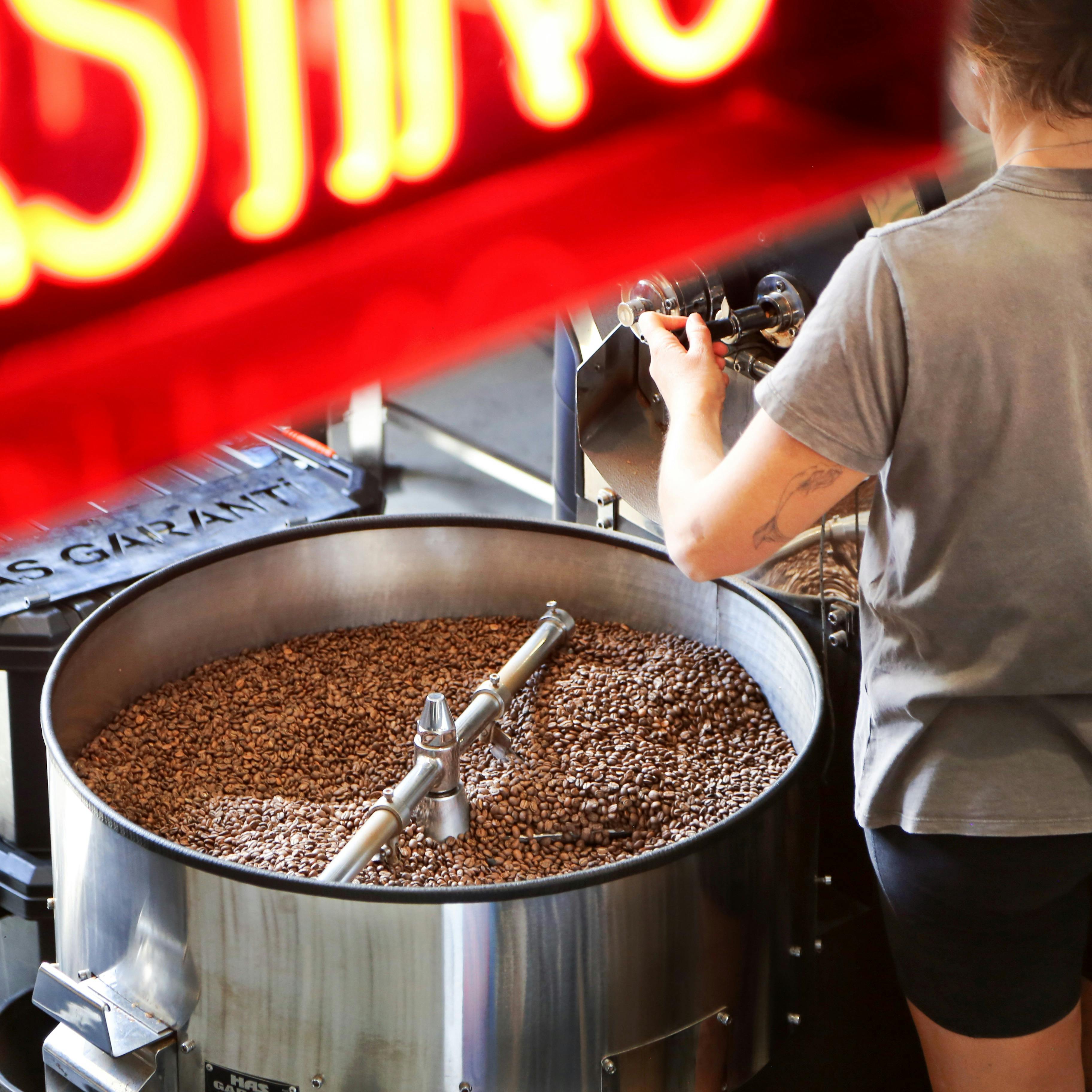 Coffee roasting in progress