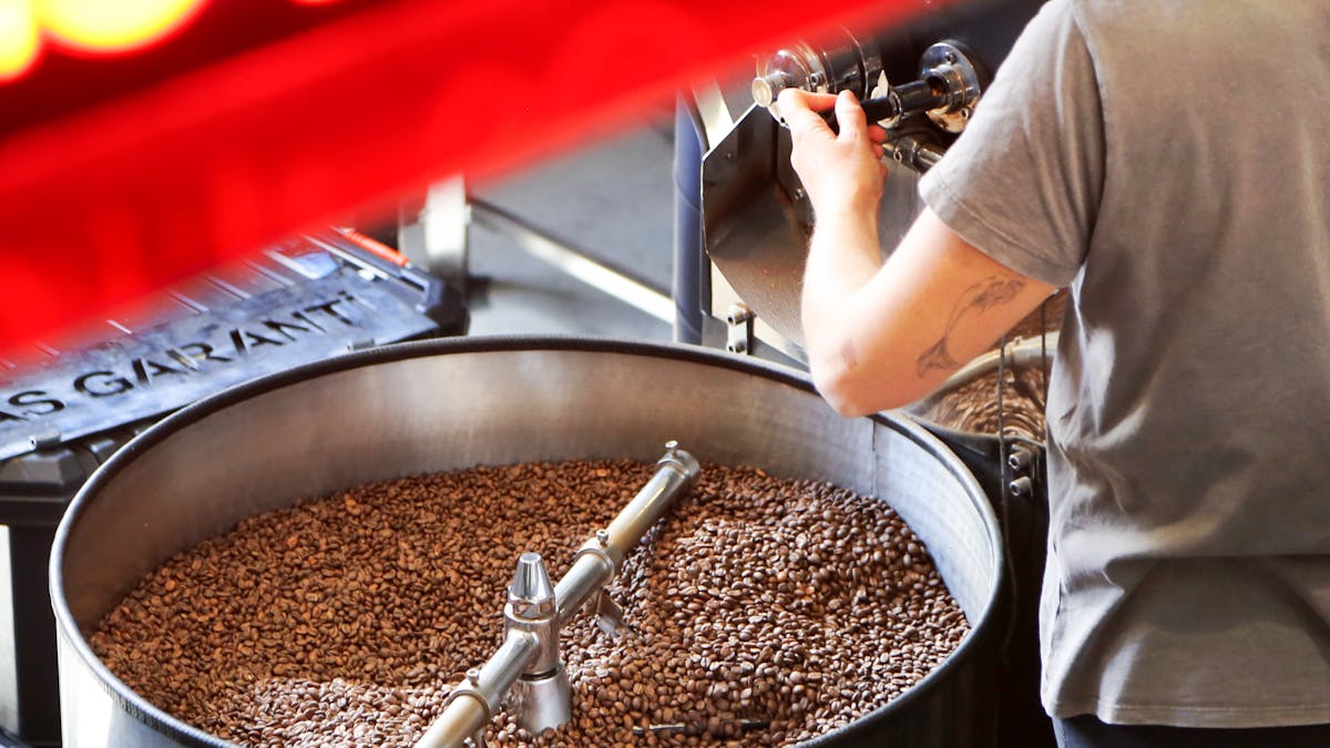 Coffee roasting in progress