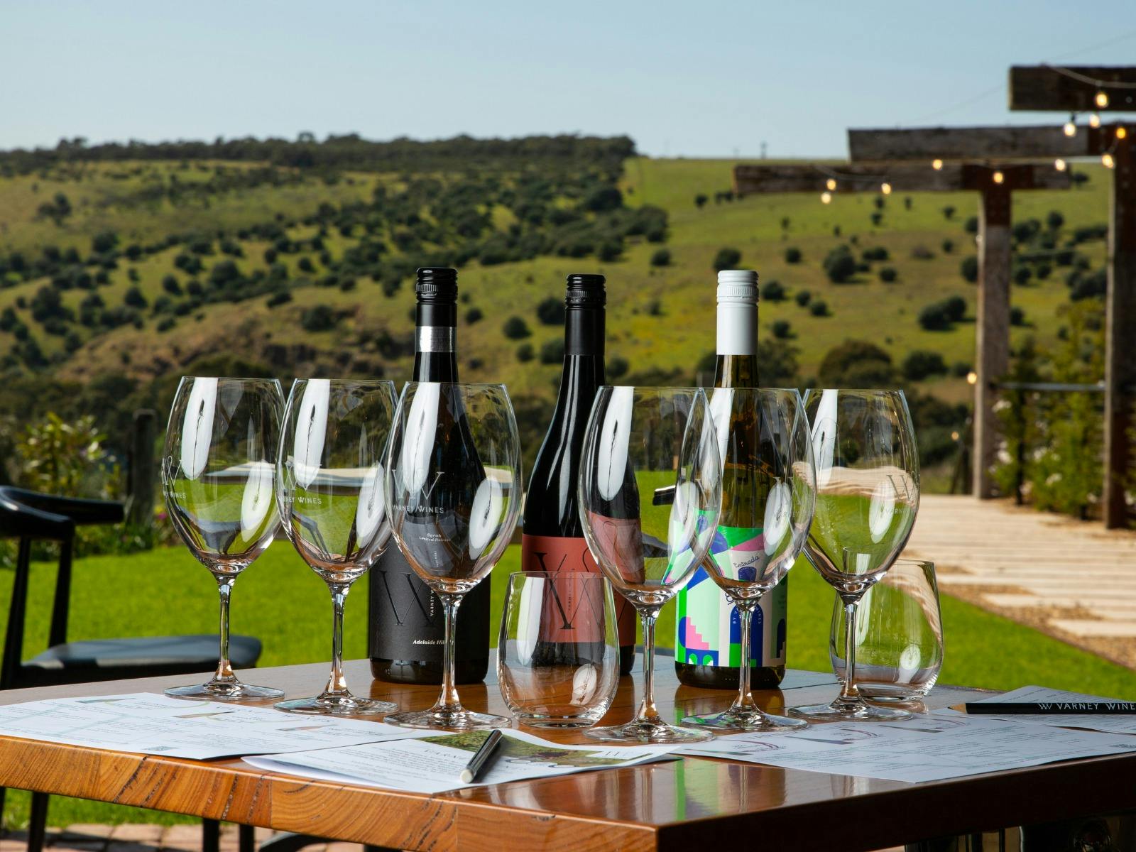 Table set with wine glasses for premium tasting experience