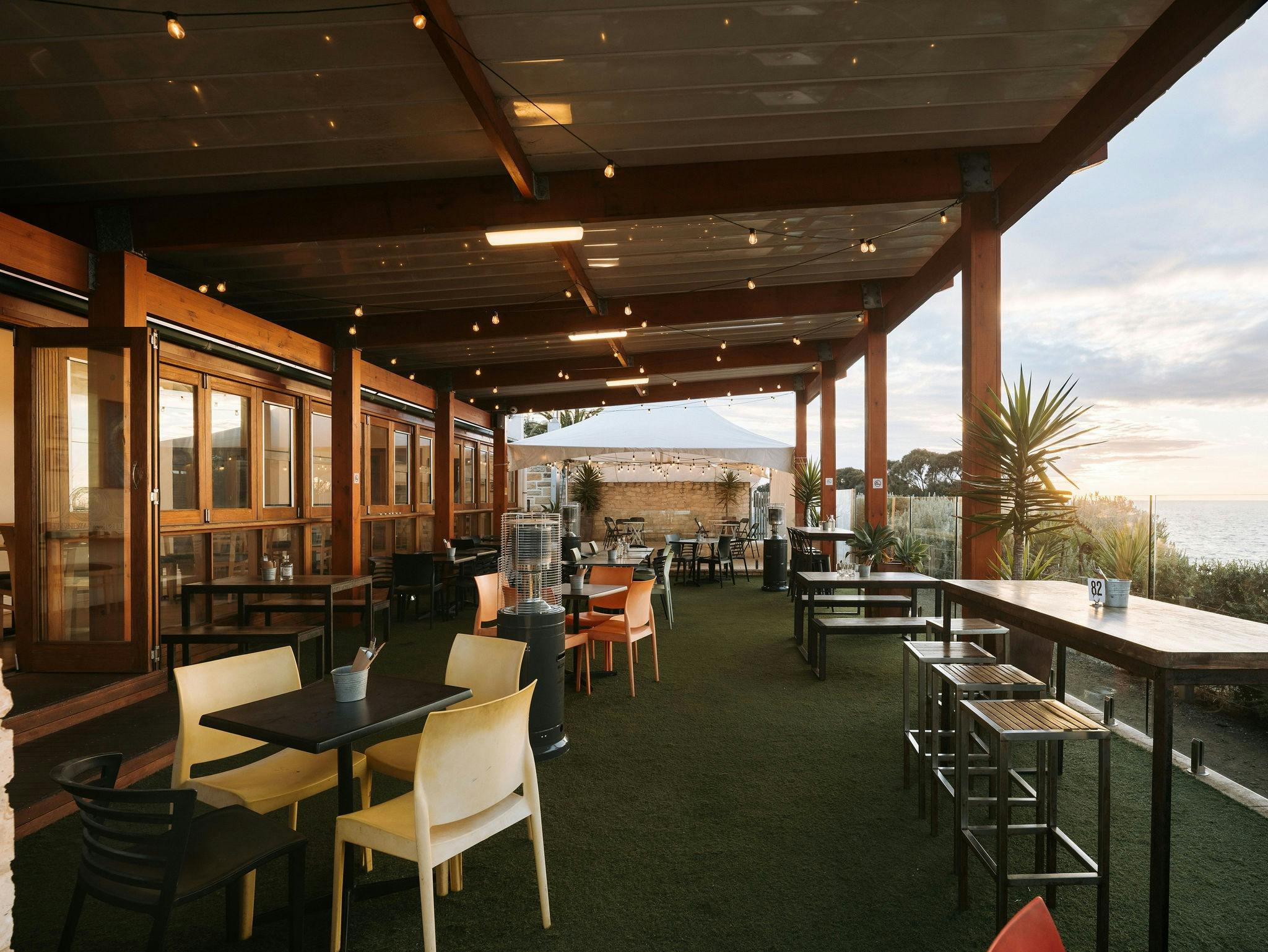 Outdoor Beer Garden with ocean views