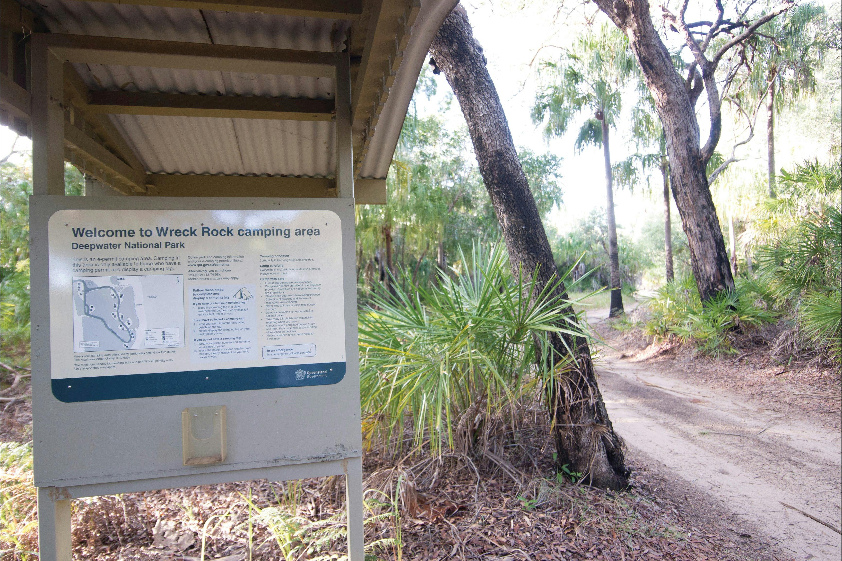 Wreck Rock camping area, Deepwater National Park