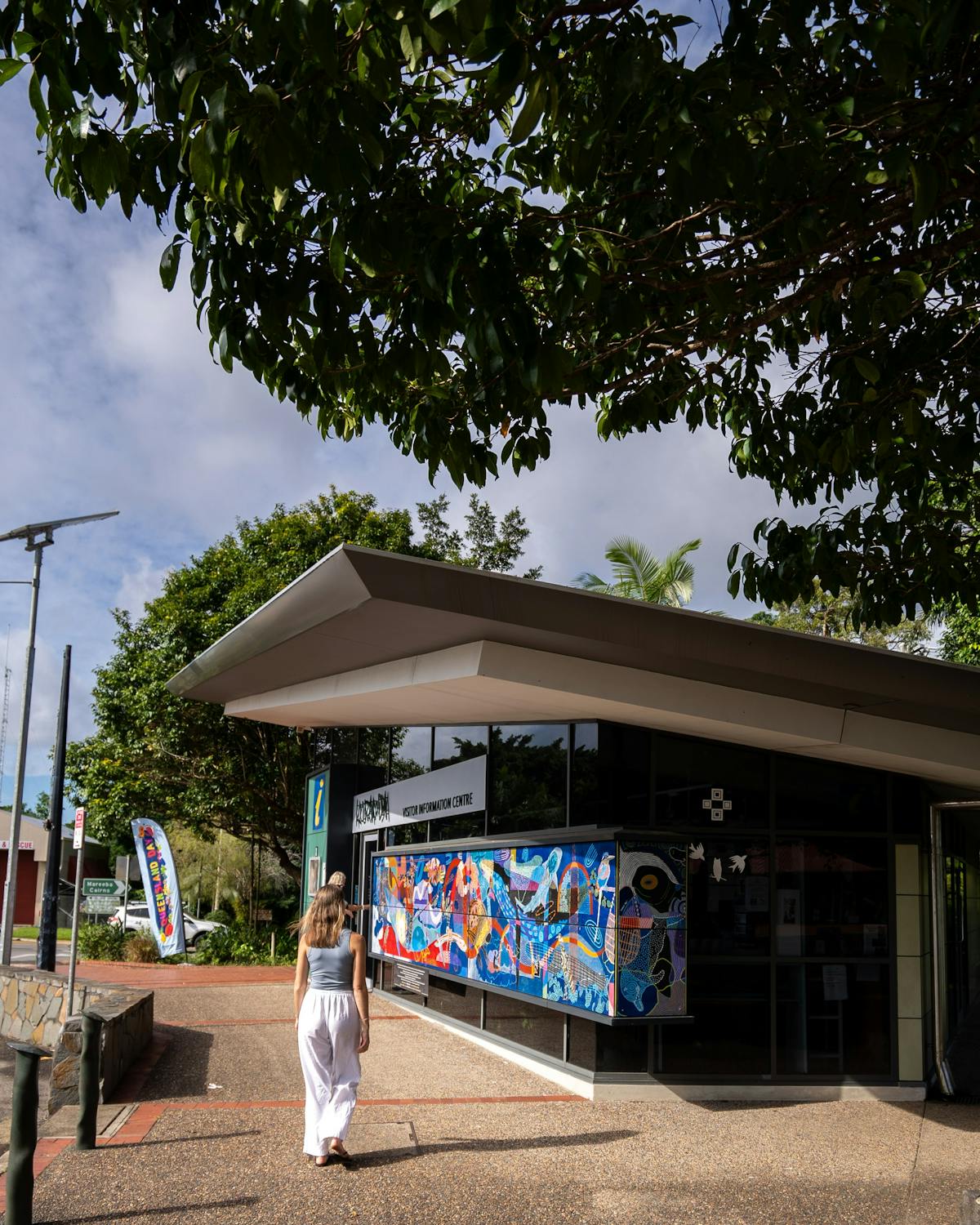 Woman walking towards centre