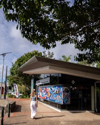 Woman walking towards centre