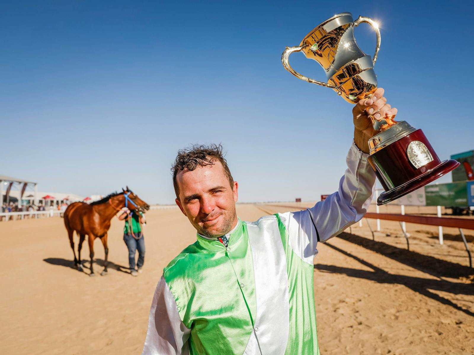 Adrian Coombe with the 2017 Birdsville Cup