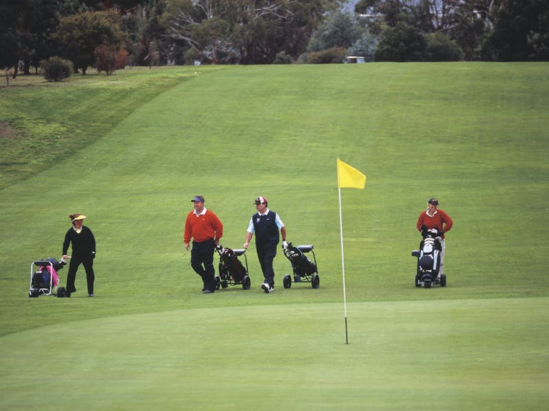 Playing golf