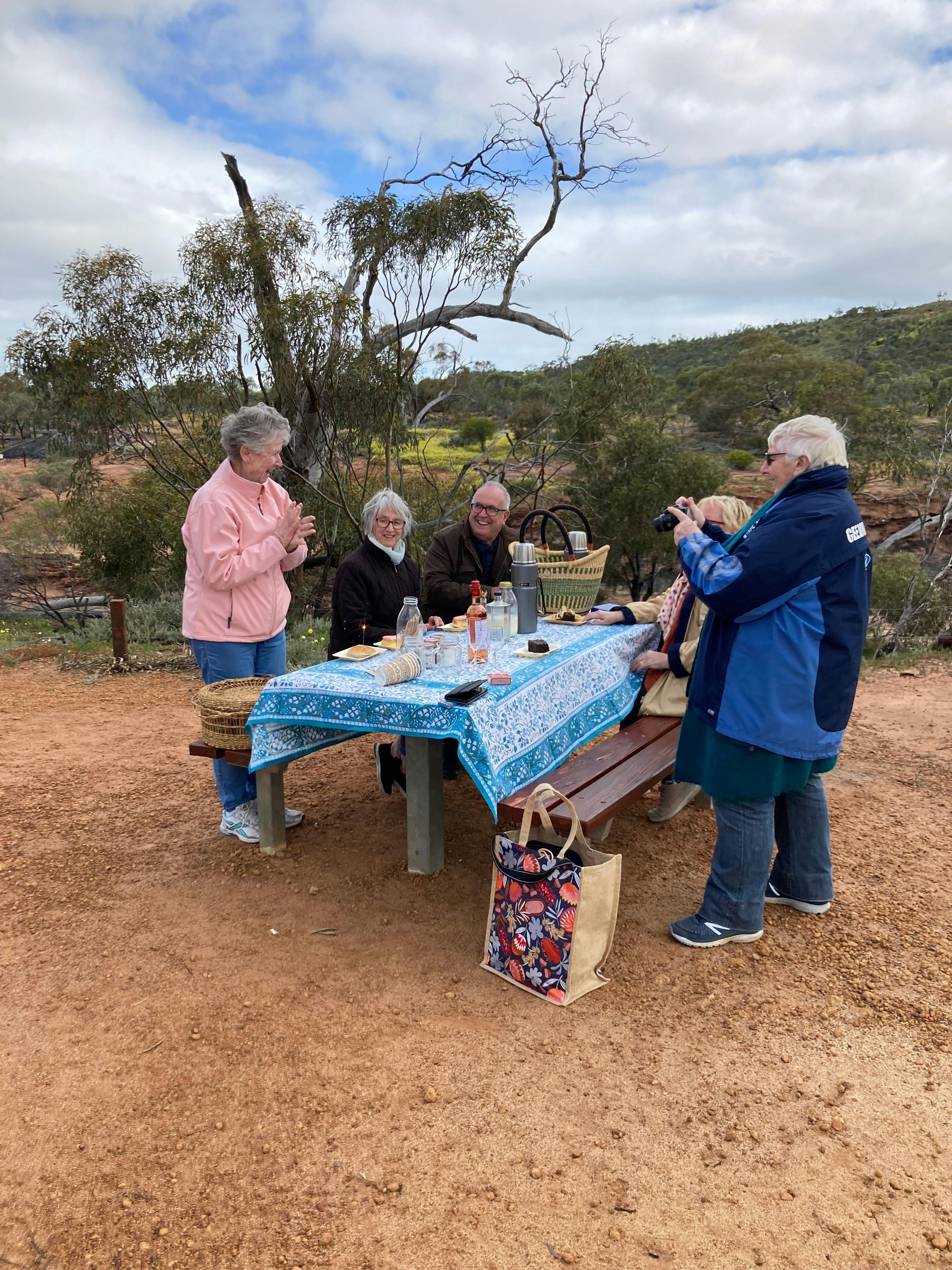 Picnic lunch on a wildflower tour with New Leaf Connect