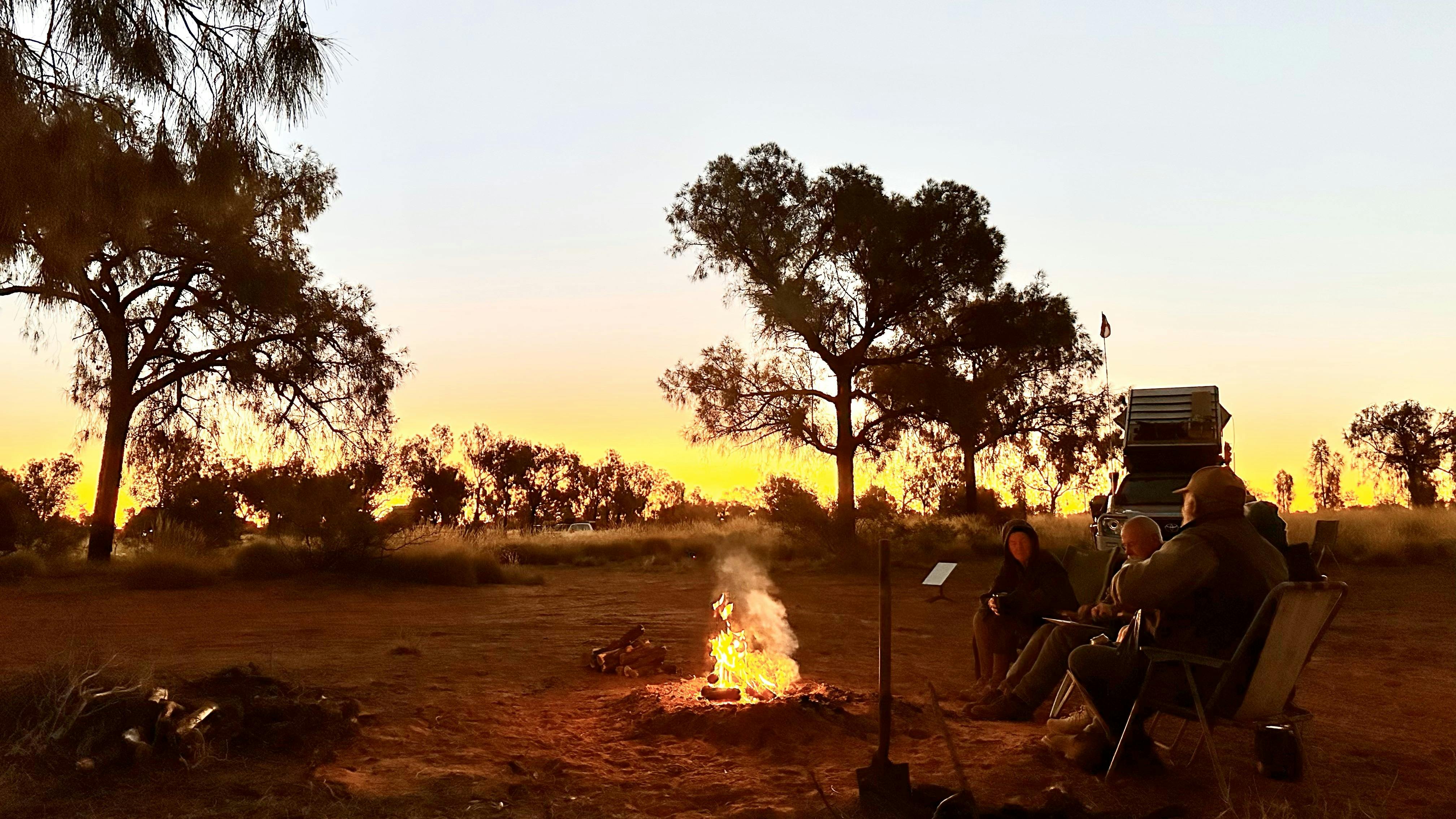 Campfire in the desert