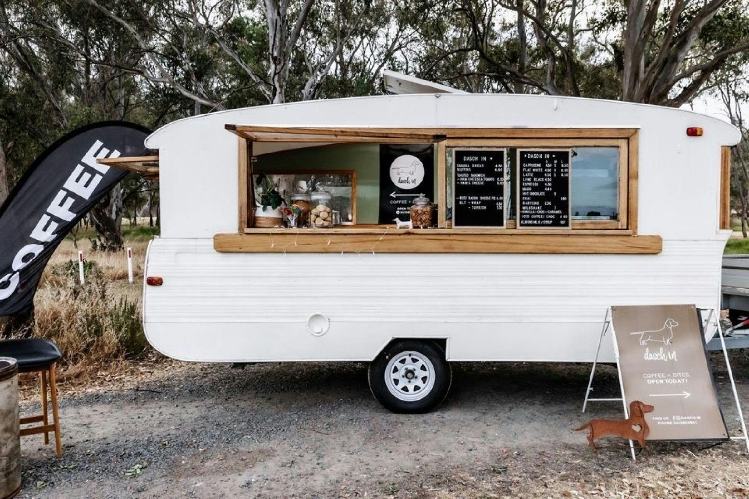 White Coffee Van with wooden server window