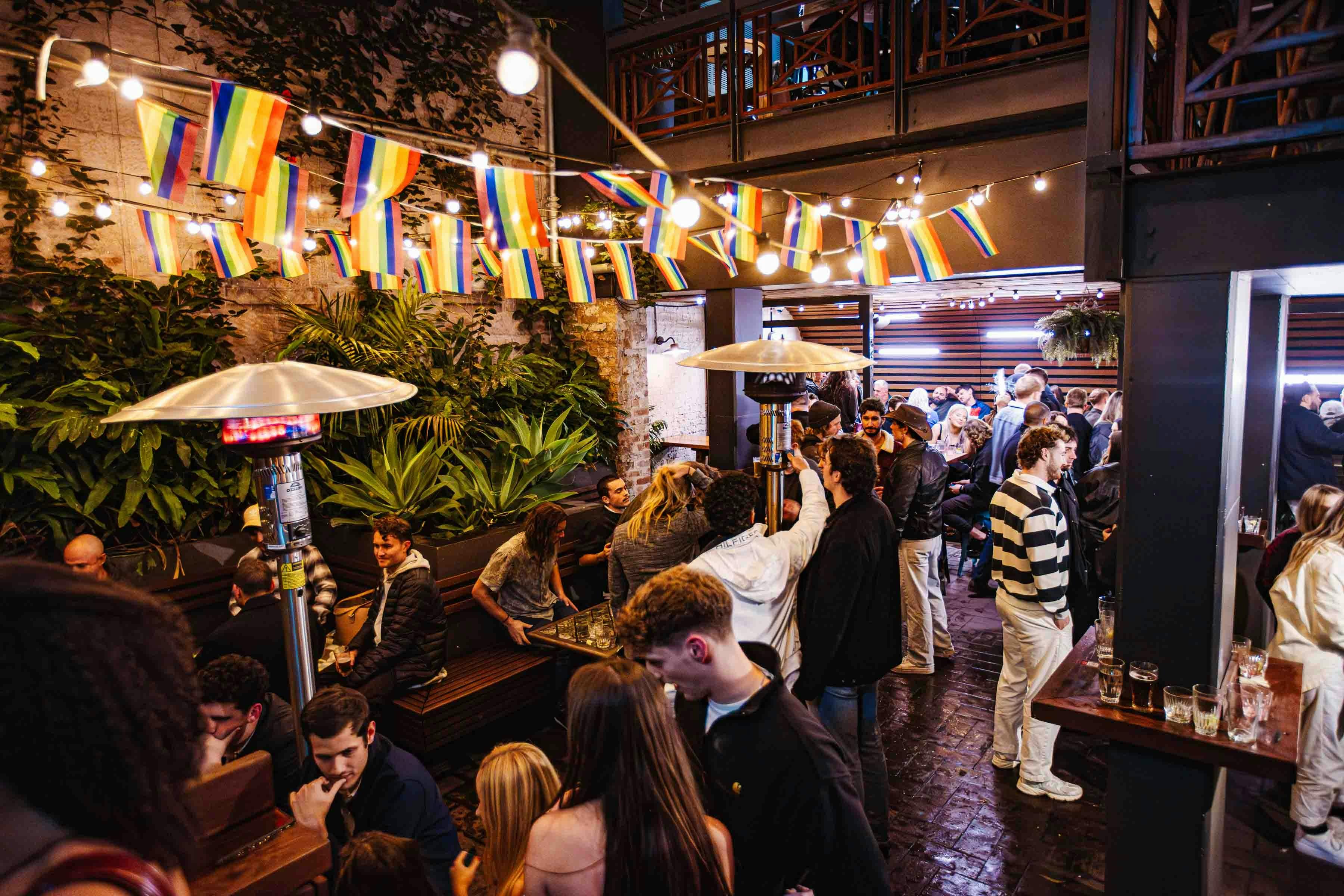 beer garden at night