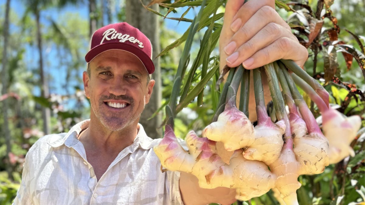Lee Carsledine holding fresh ginger from our Taste of Ginger Tour