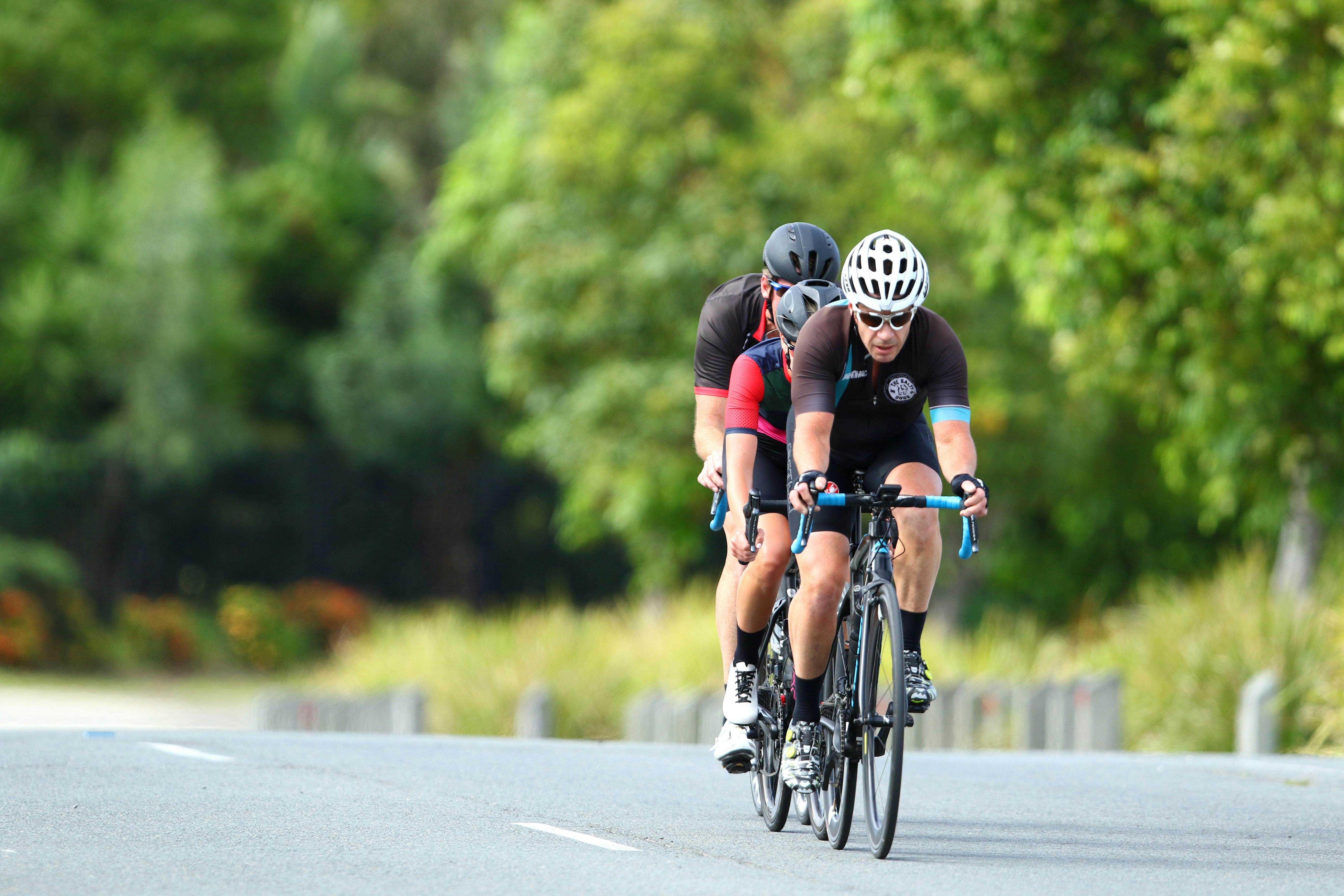 Jeff Harris is racing and staid just infront of Emily Herforst