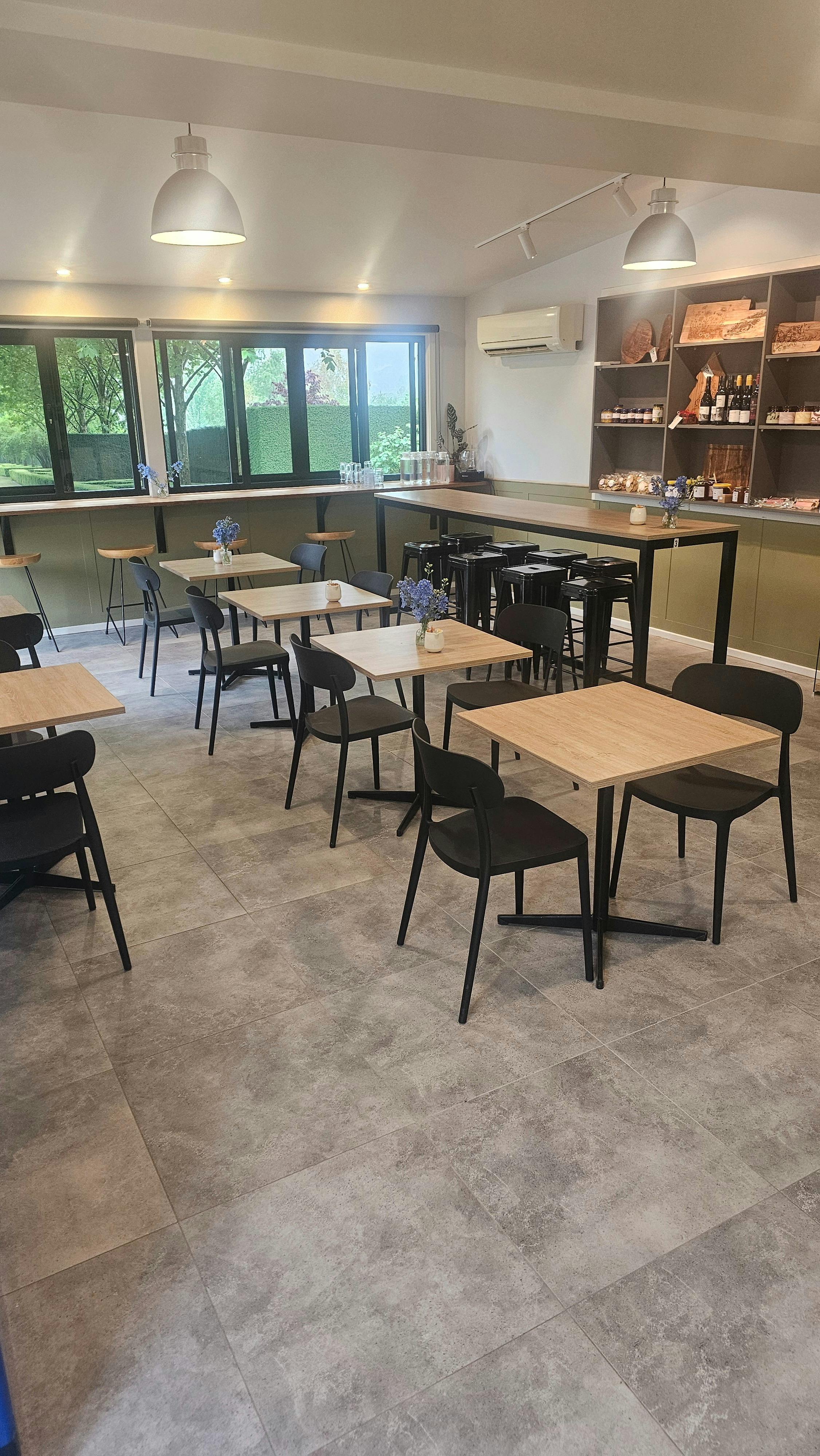 Inside Cafe dining and chairs