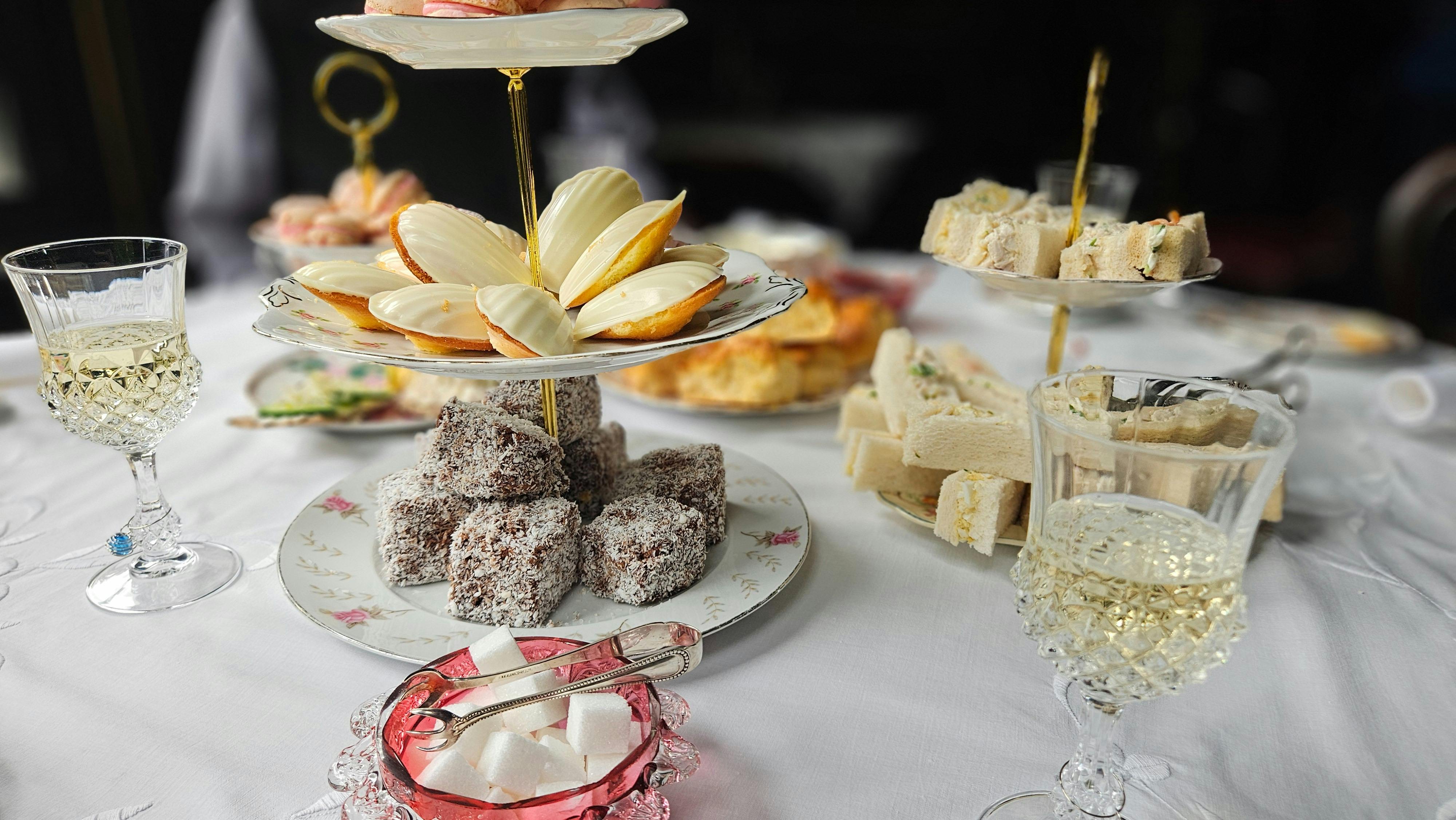 Coconut lamingtons, finger sandwiches and sparkling wine at the Yallum Park high tea