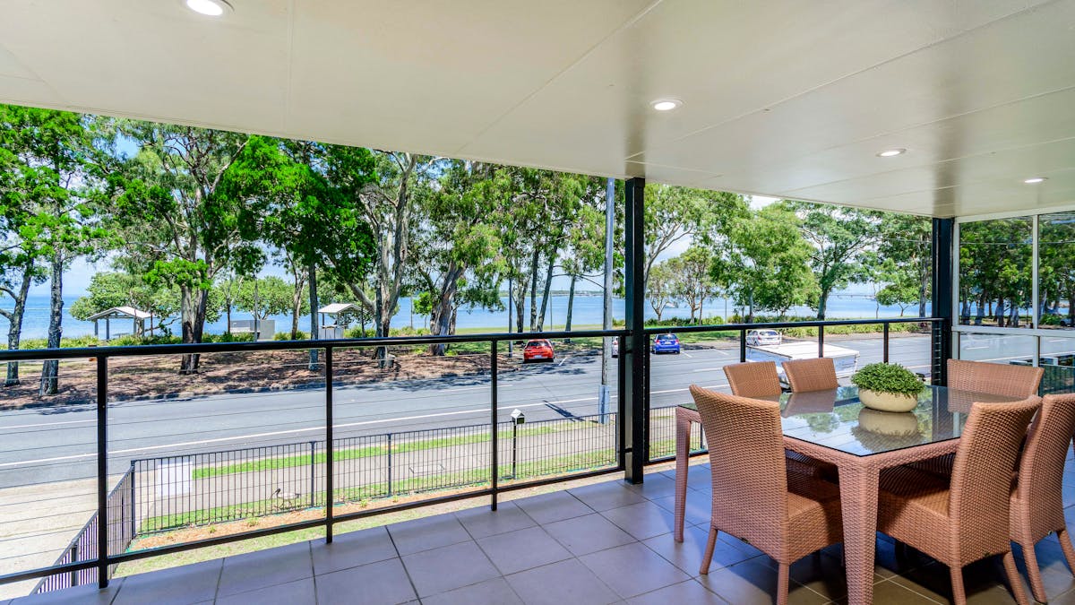 Balcony overlooking water