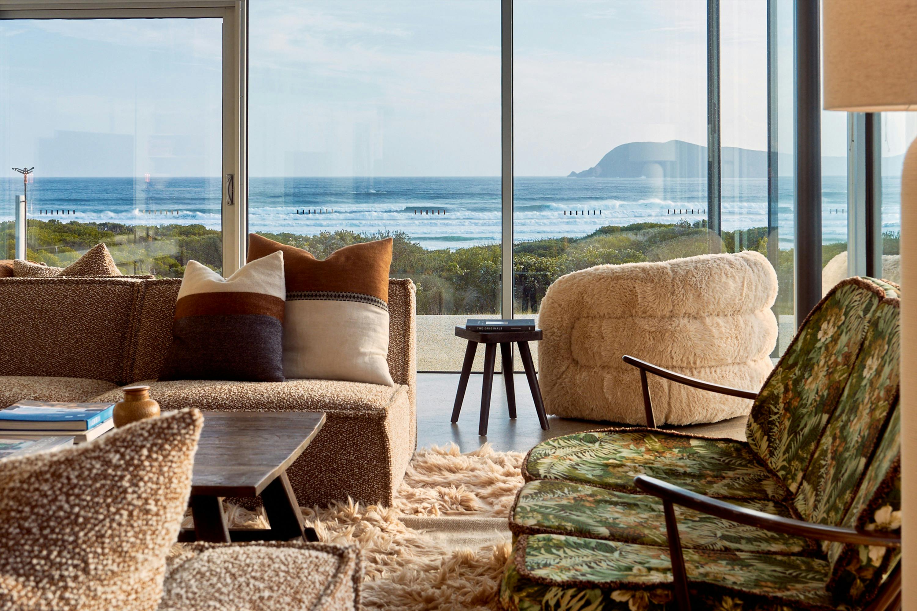 Interior of the property with views of the ocean & the beach