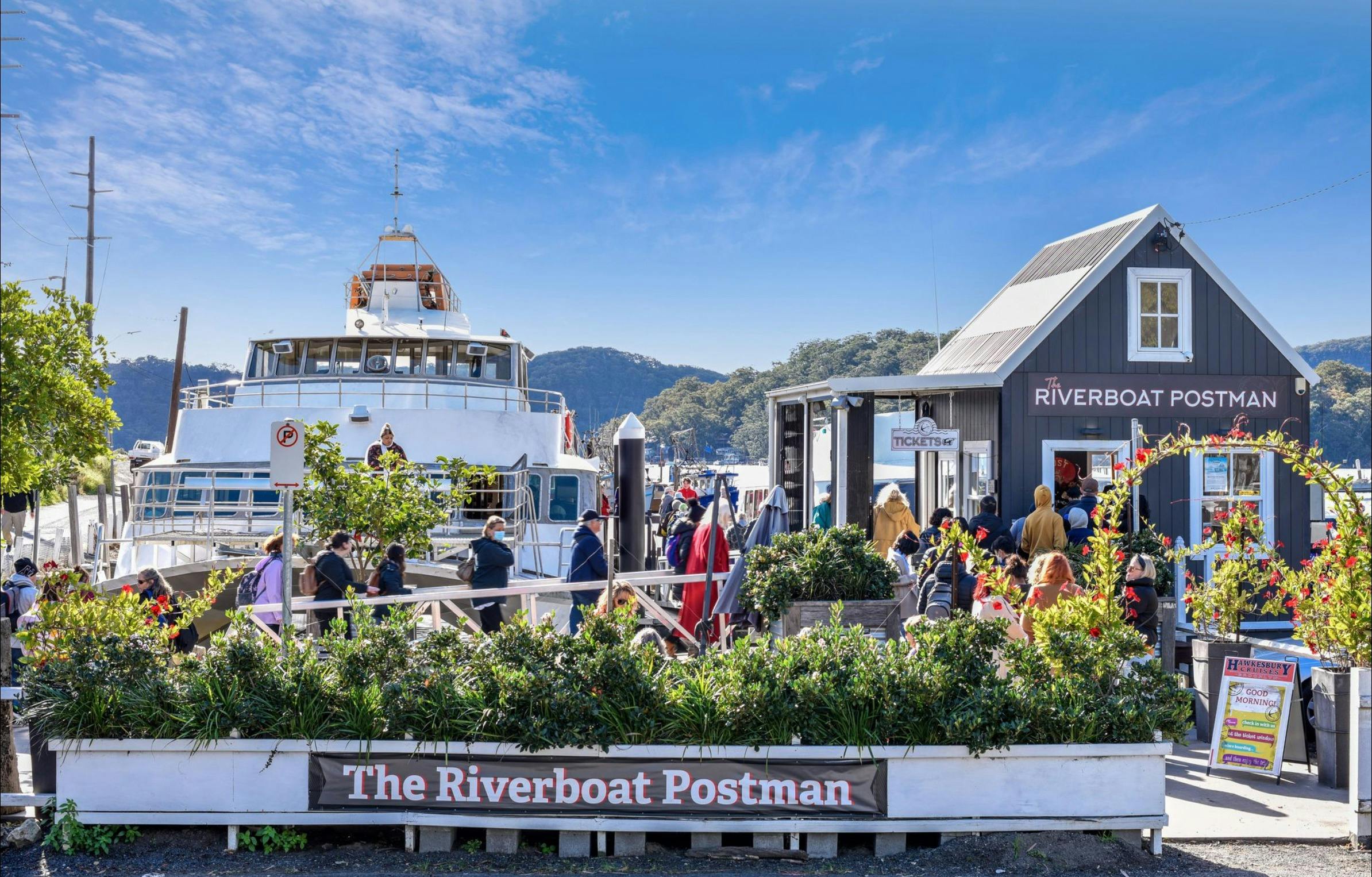 The Riverboat Postman wharf is right beside the Hawkesbury River Train Station at Brooklyn