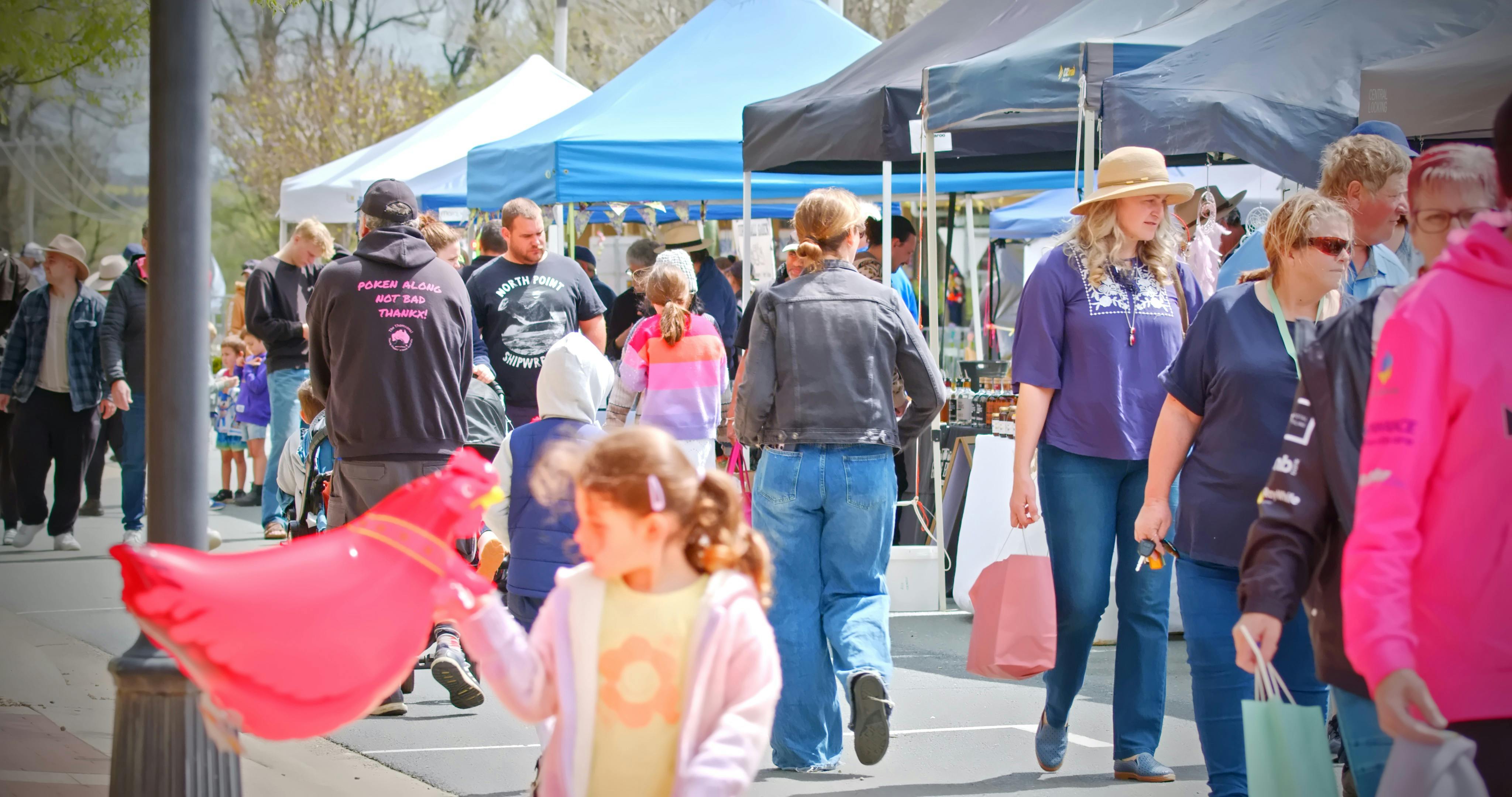 Busy market area at the Boorowa Irish Woolfest