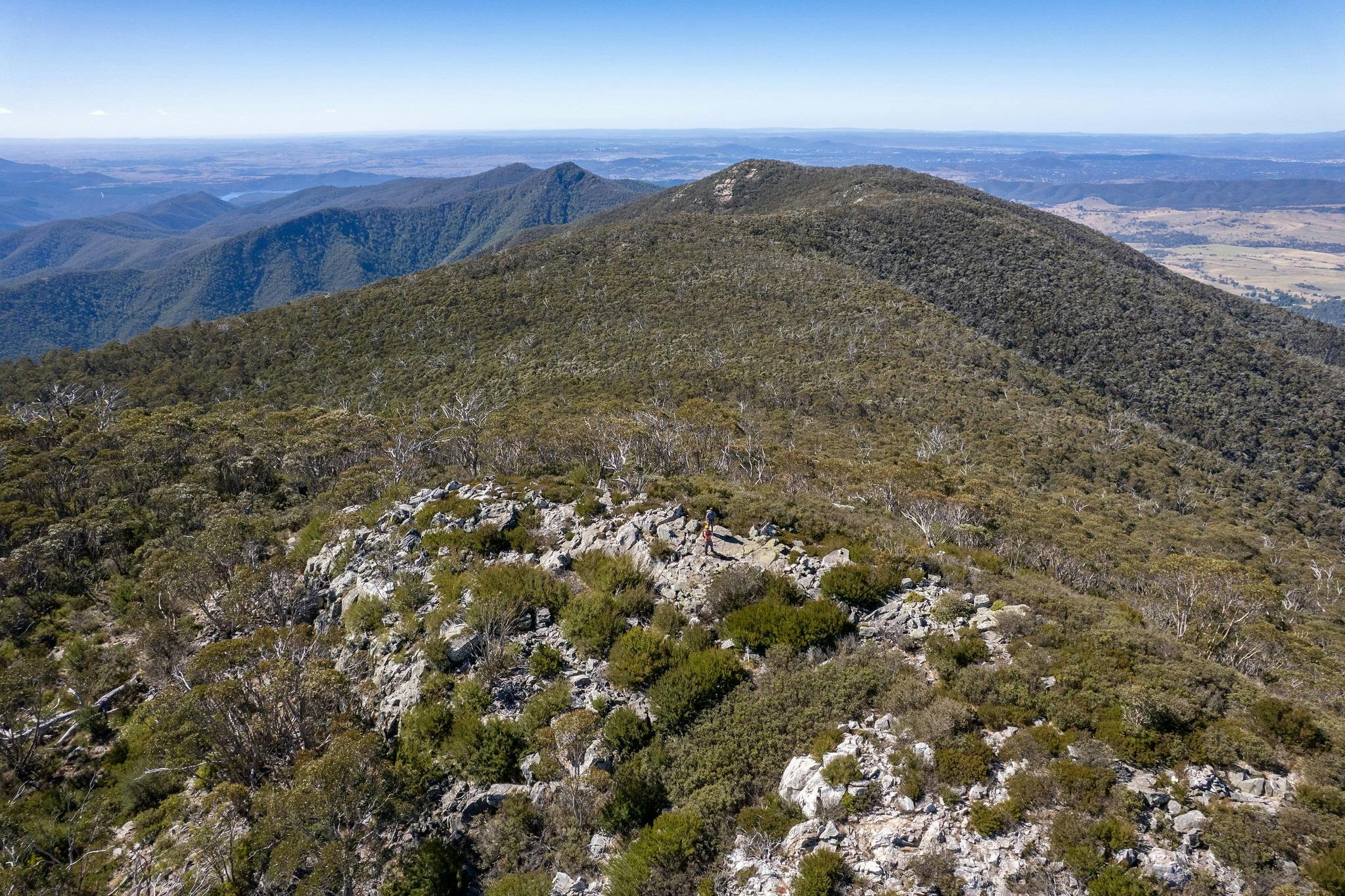 Drone shot at the top of the Tidbinbilla Range