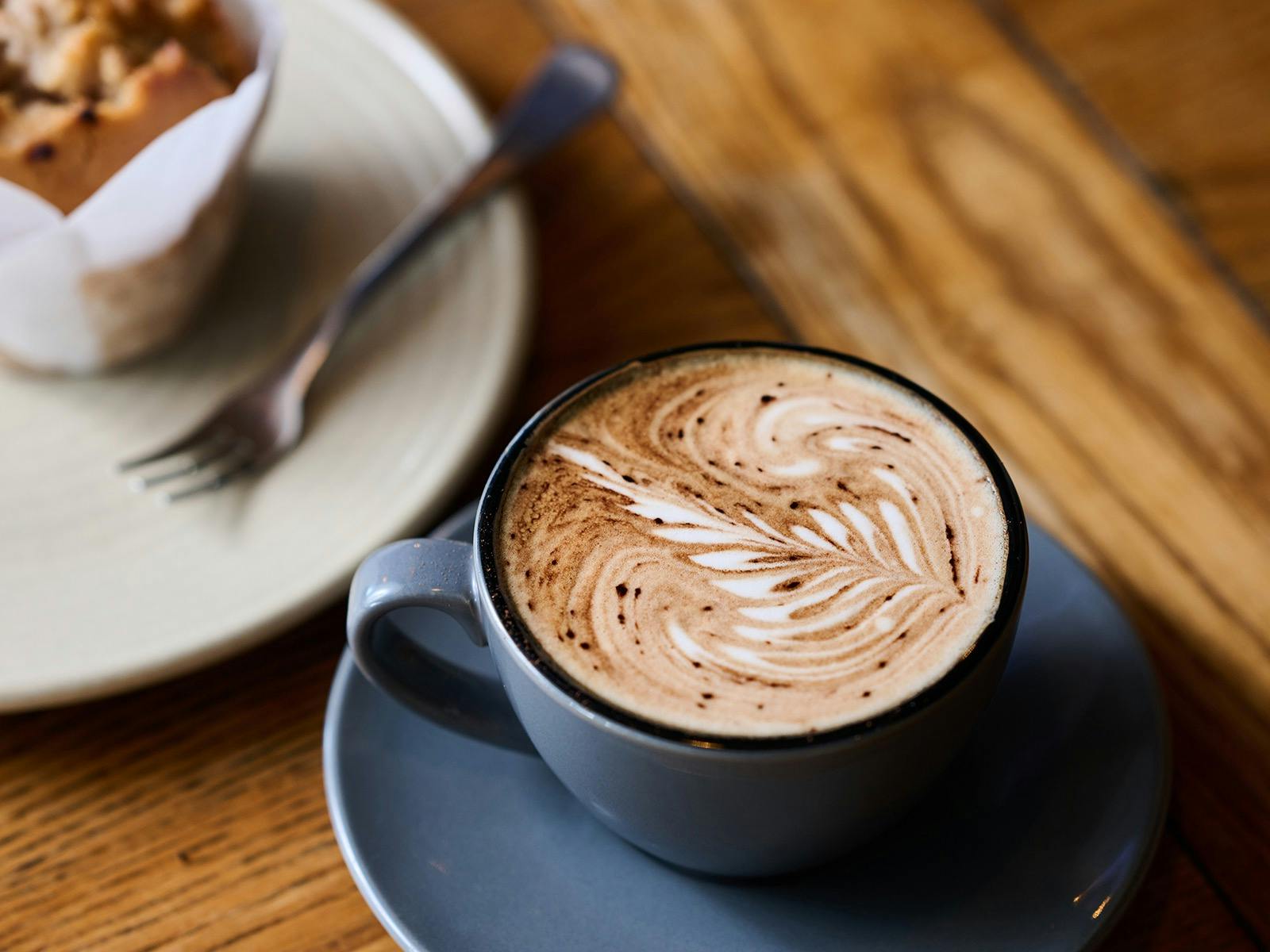 Coffee and cake close up