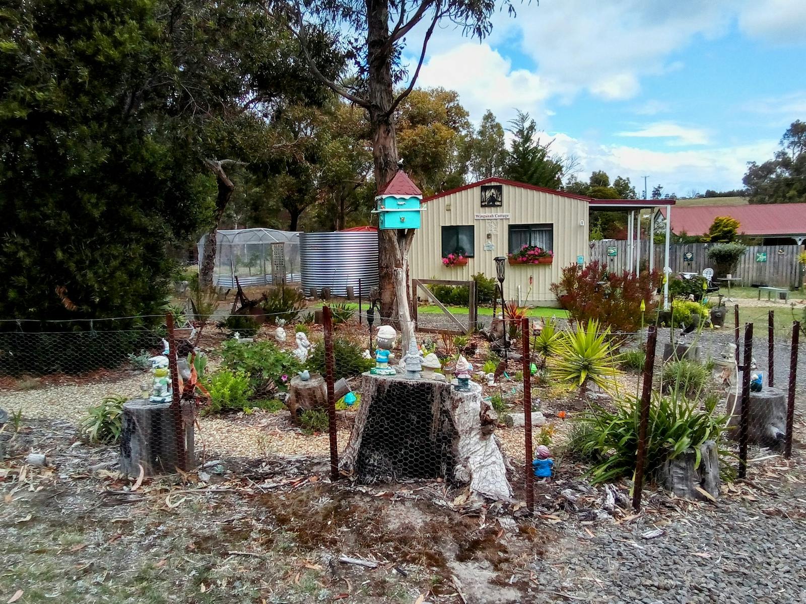 Cottage garden and parking area