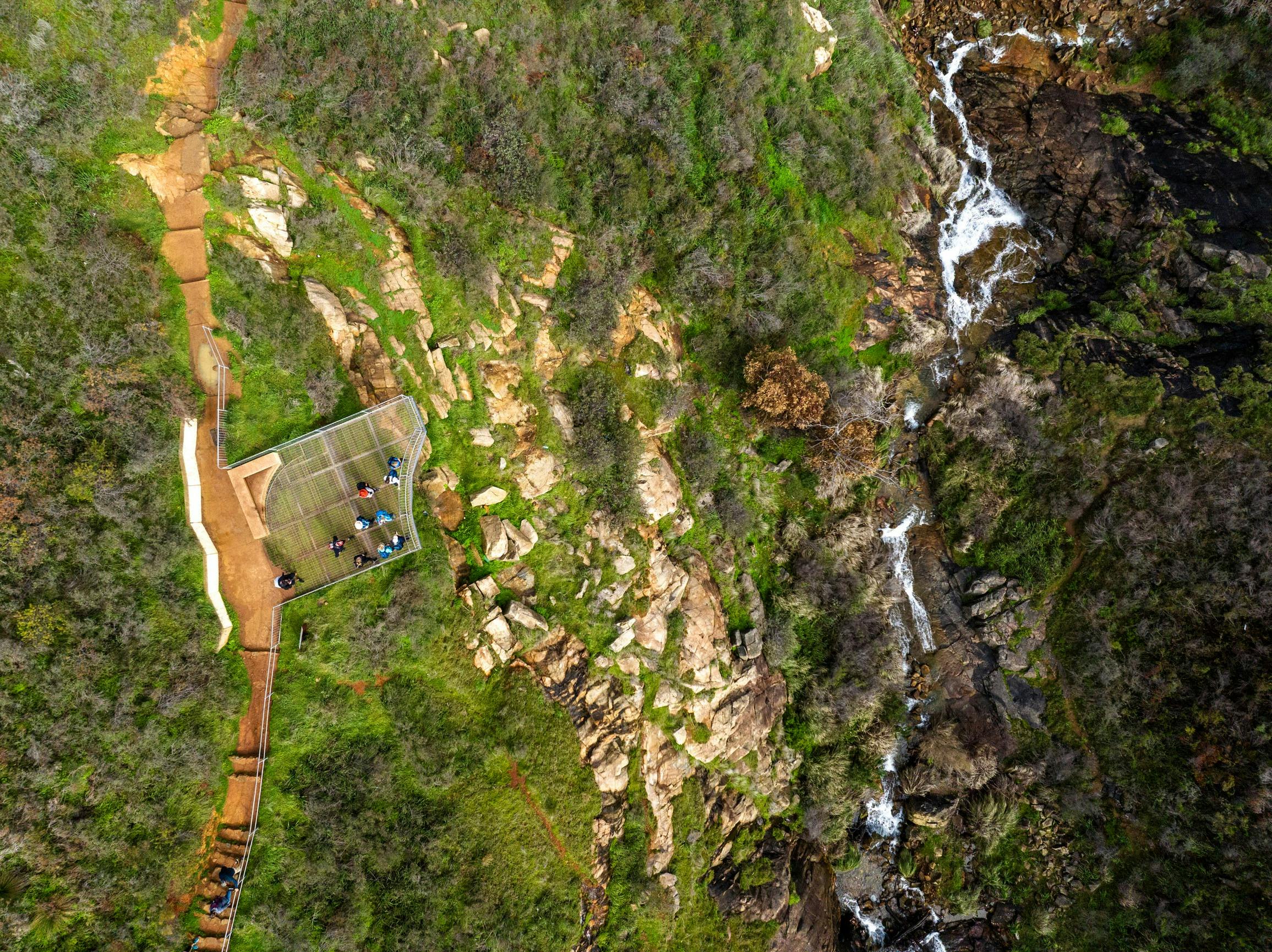 Guided hike in Perth Hills aerial view, lookout overlooking city