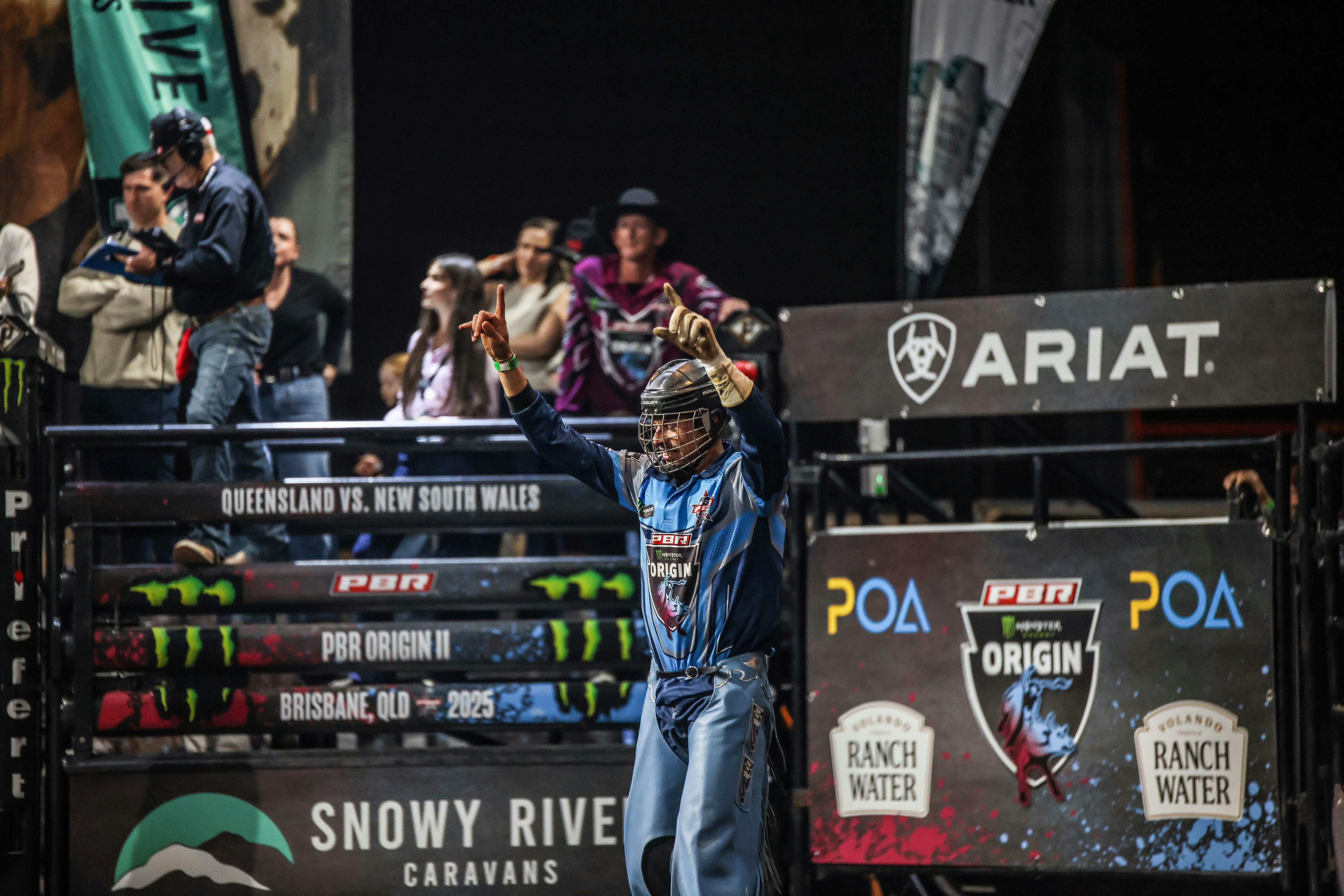 PBR cowboy celebrating ride