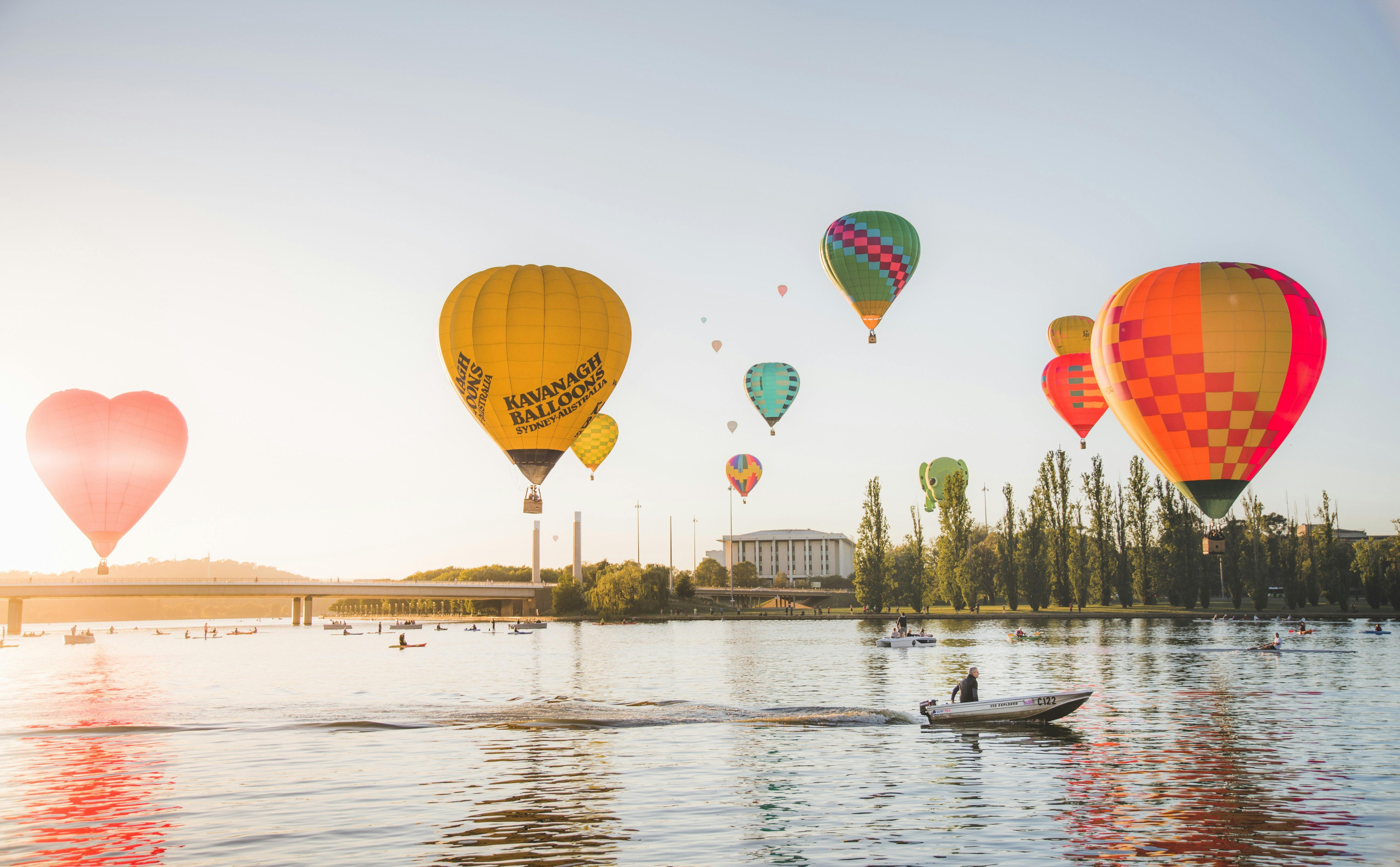 Balloons over lake