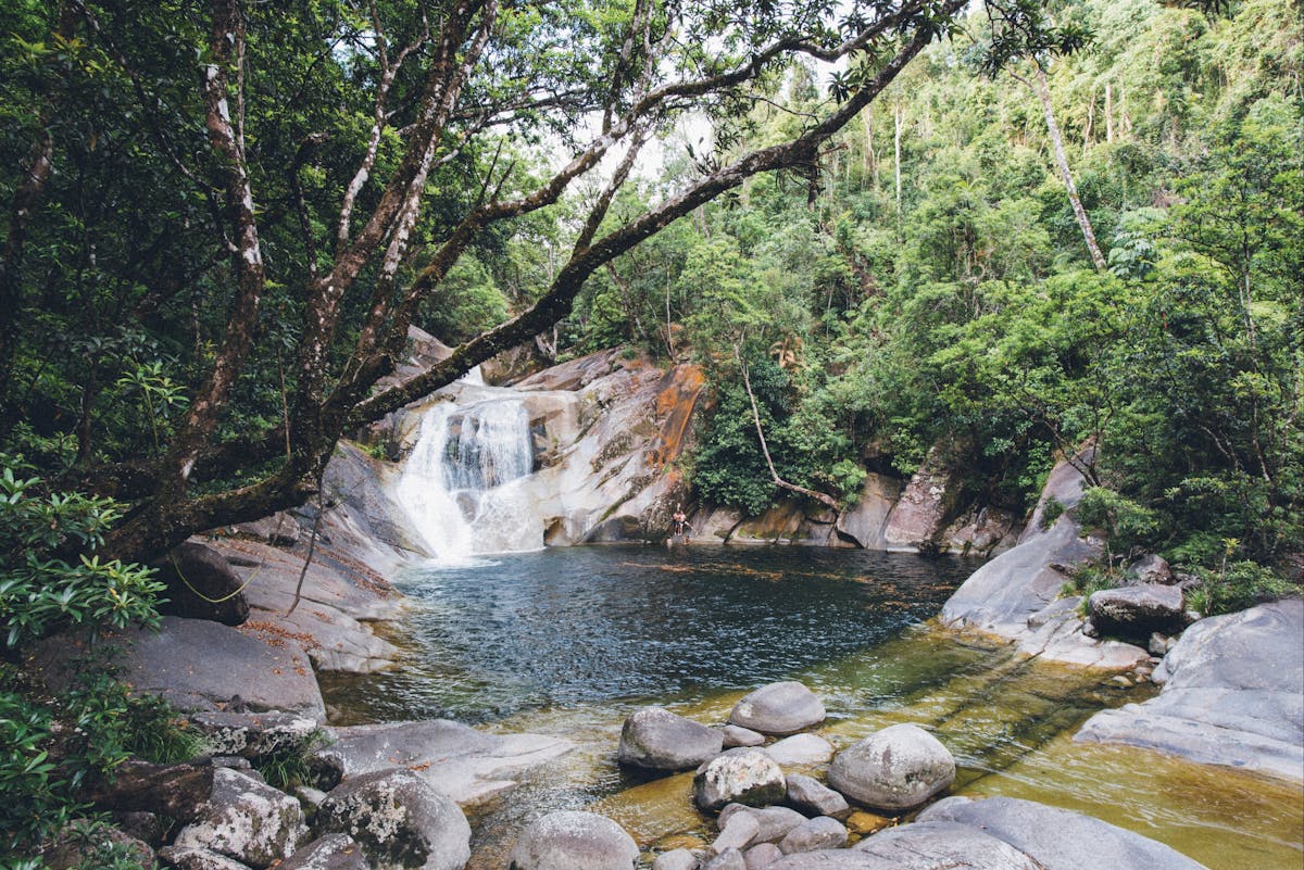 A tier of the falls with a pool in the foreground.