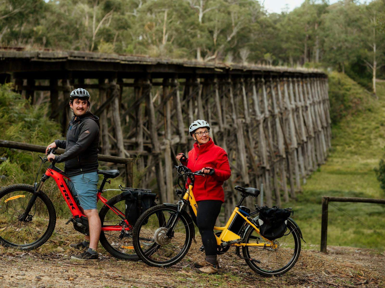 Two cyclists on the East Gipplsand Rail Trail