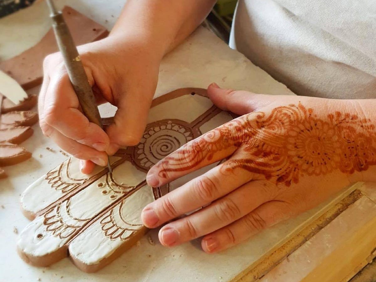 Carving on clay
