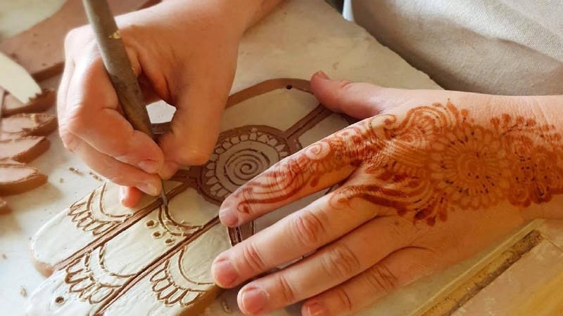 Carving on clay