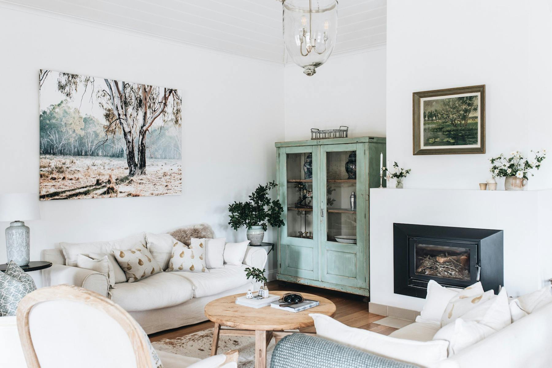 Living room with fireplace
