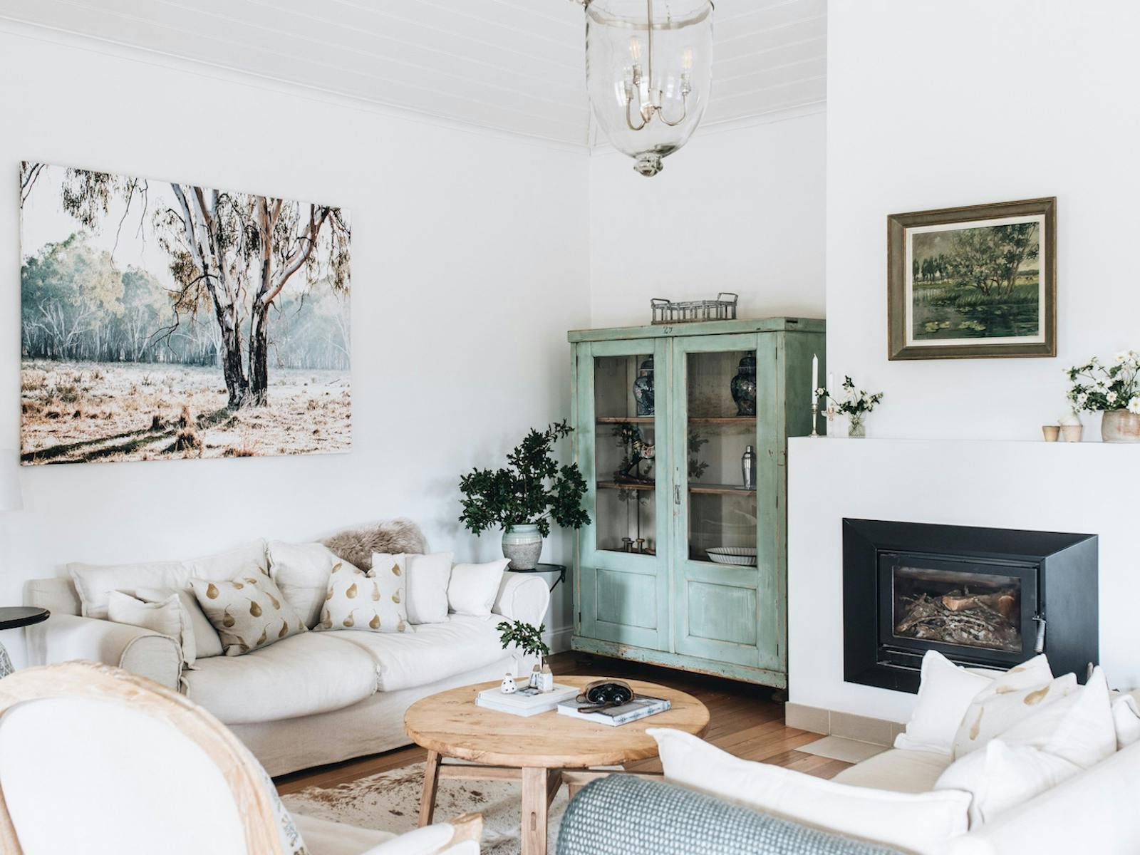 Living room with fireplace