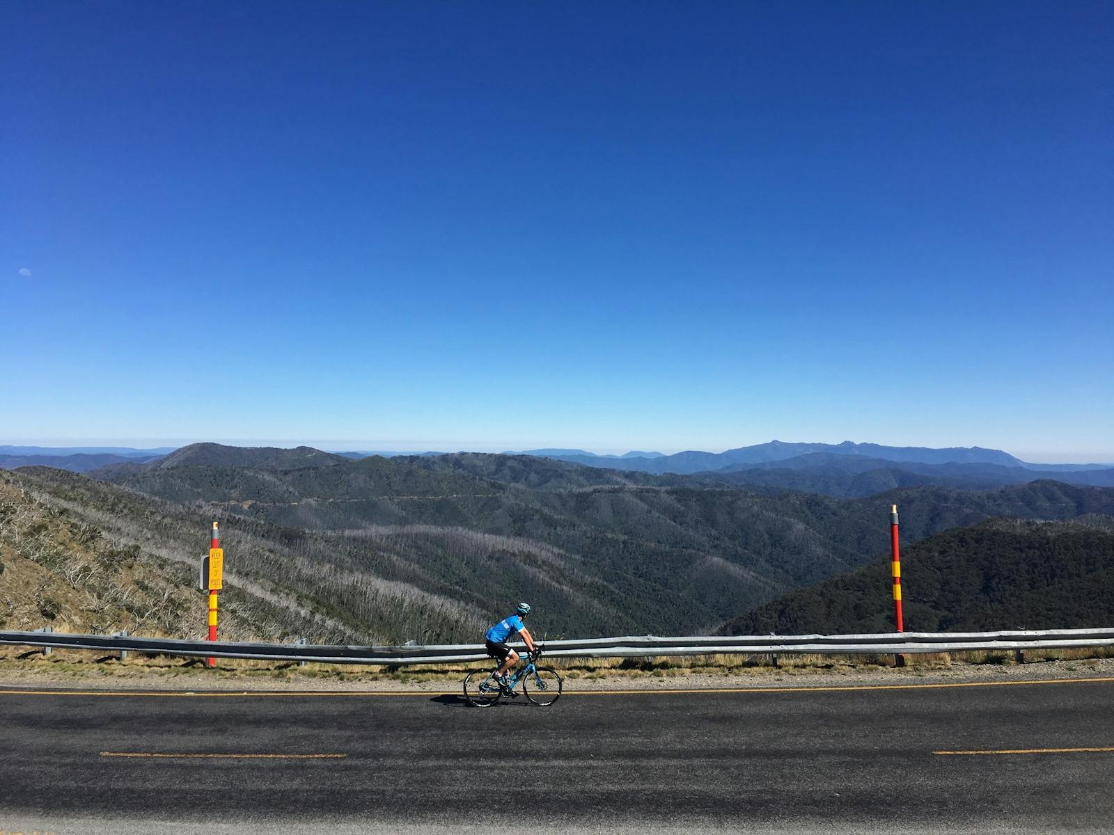 Cyclist on mountain road