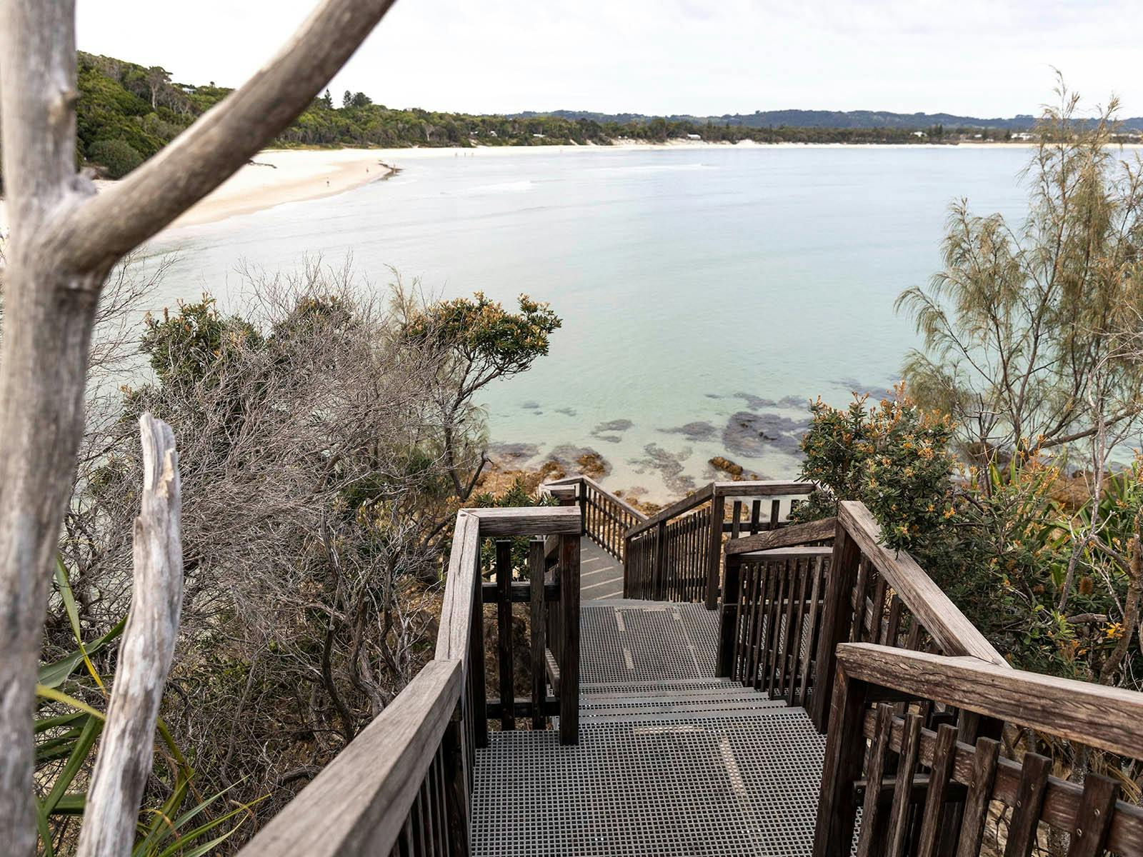 Steps down to the beach at Byron Bay