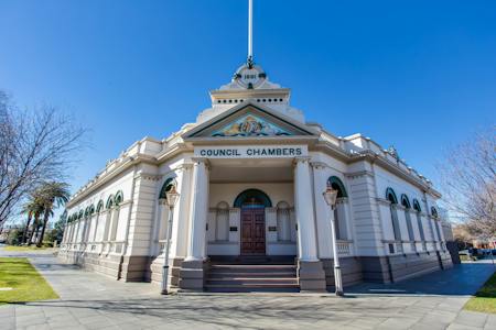 Located in the Museum of the Riverina Historical Council Chambers site