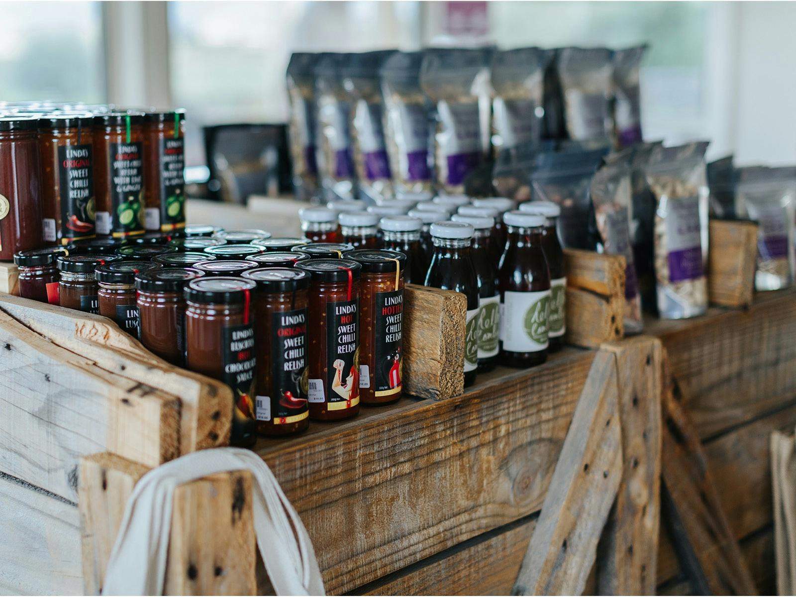 relish, cordial and nuts from Mudgee
