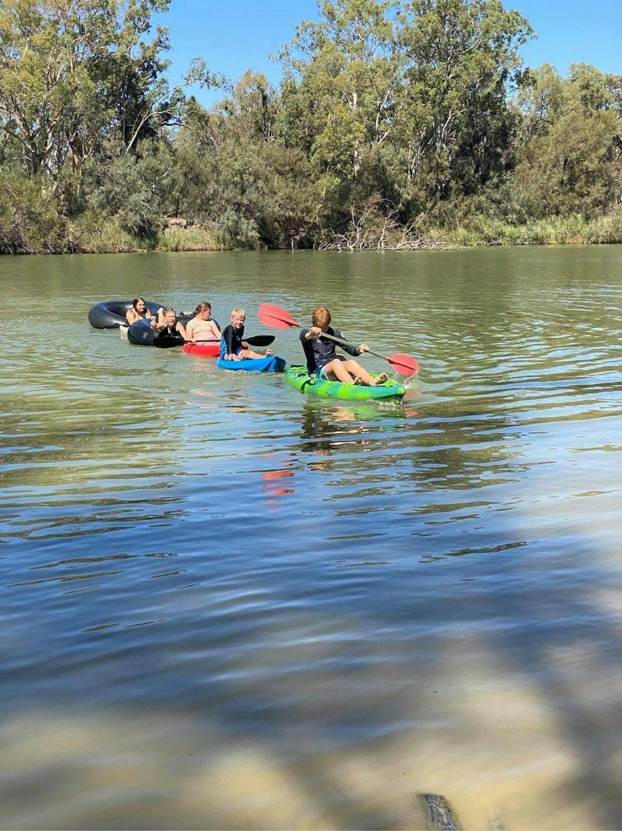 Kids love kayaking at Chowilla.