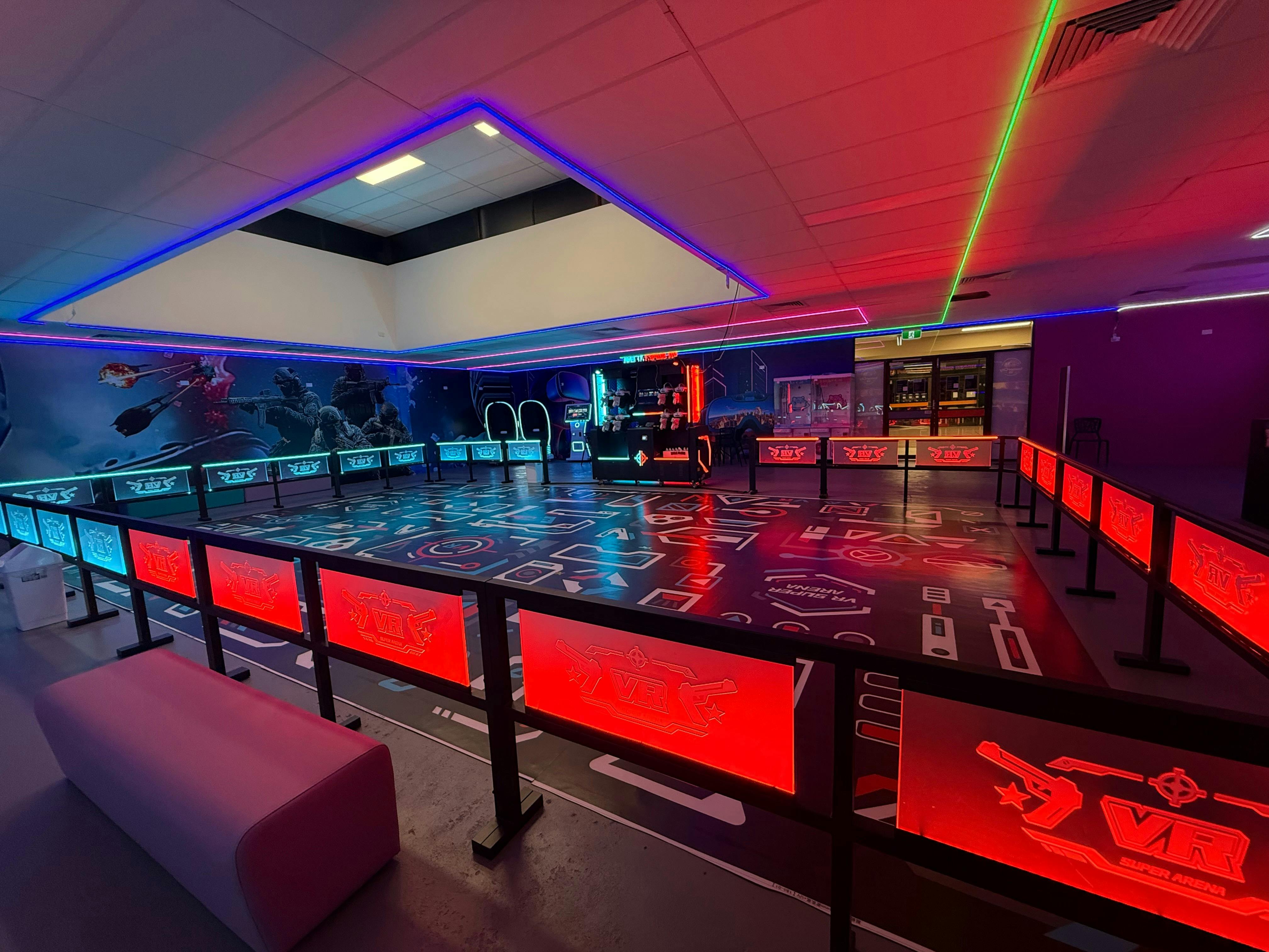 Highlights the centre of the store with the Super Arena lit up.