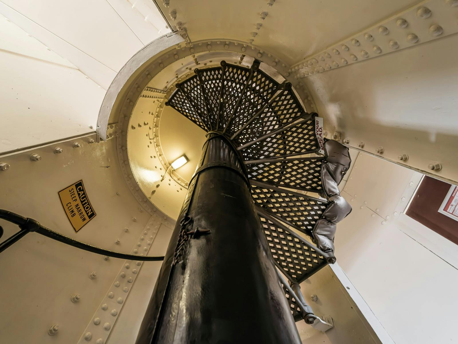 Spiral stairs leading to the top of the Port Adelaide Lighthouse.