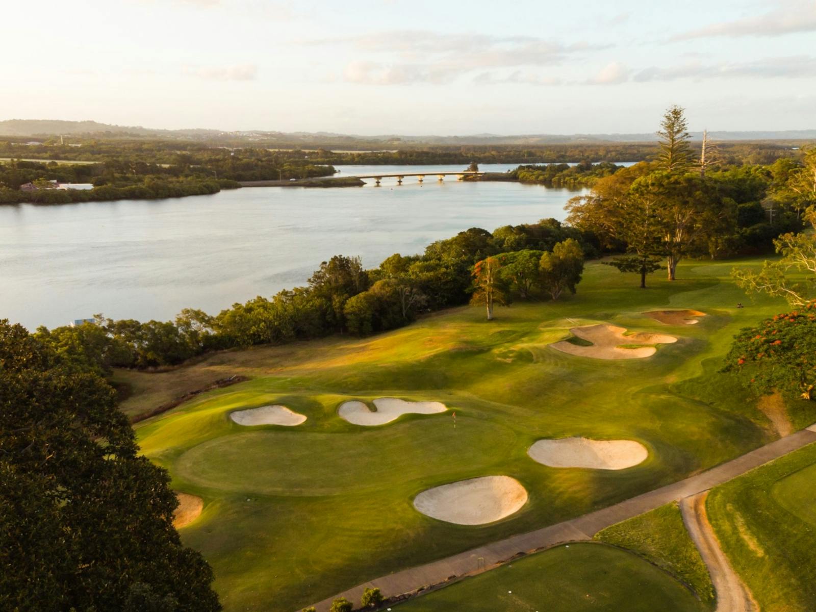 Aerial photo of Ballina Golf Course and North Creek.