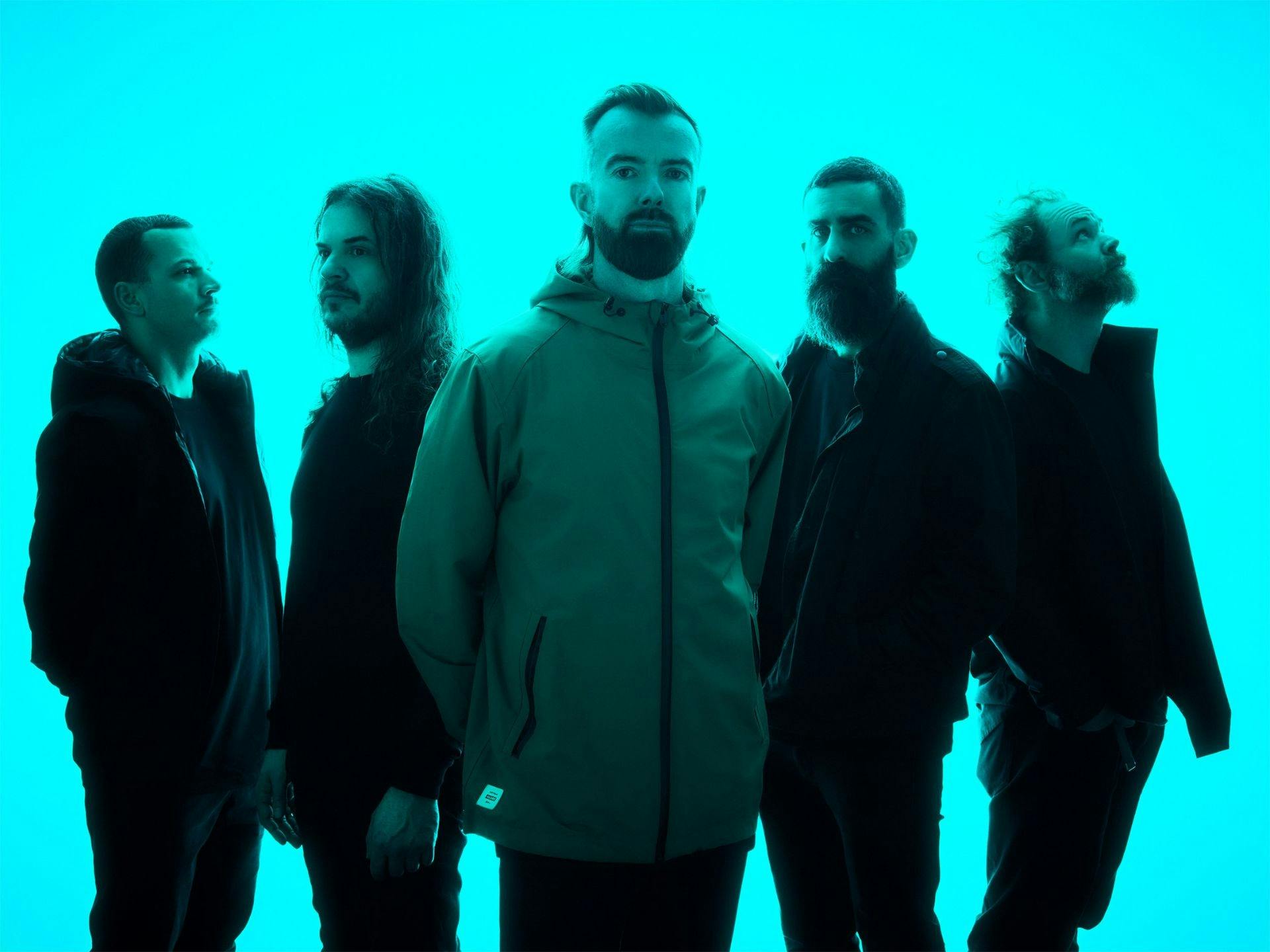 The lads from Karnivool bathed in cold blue light