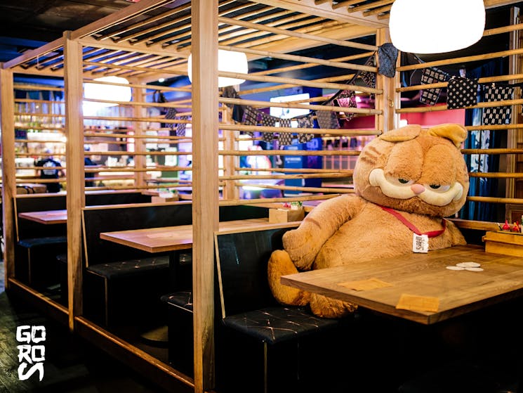 Goros Booths with Garfield mascot
