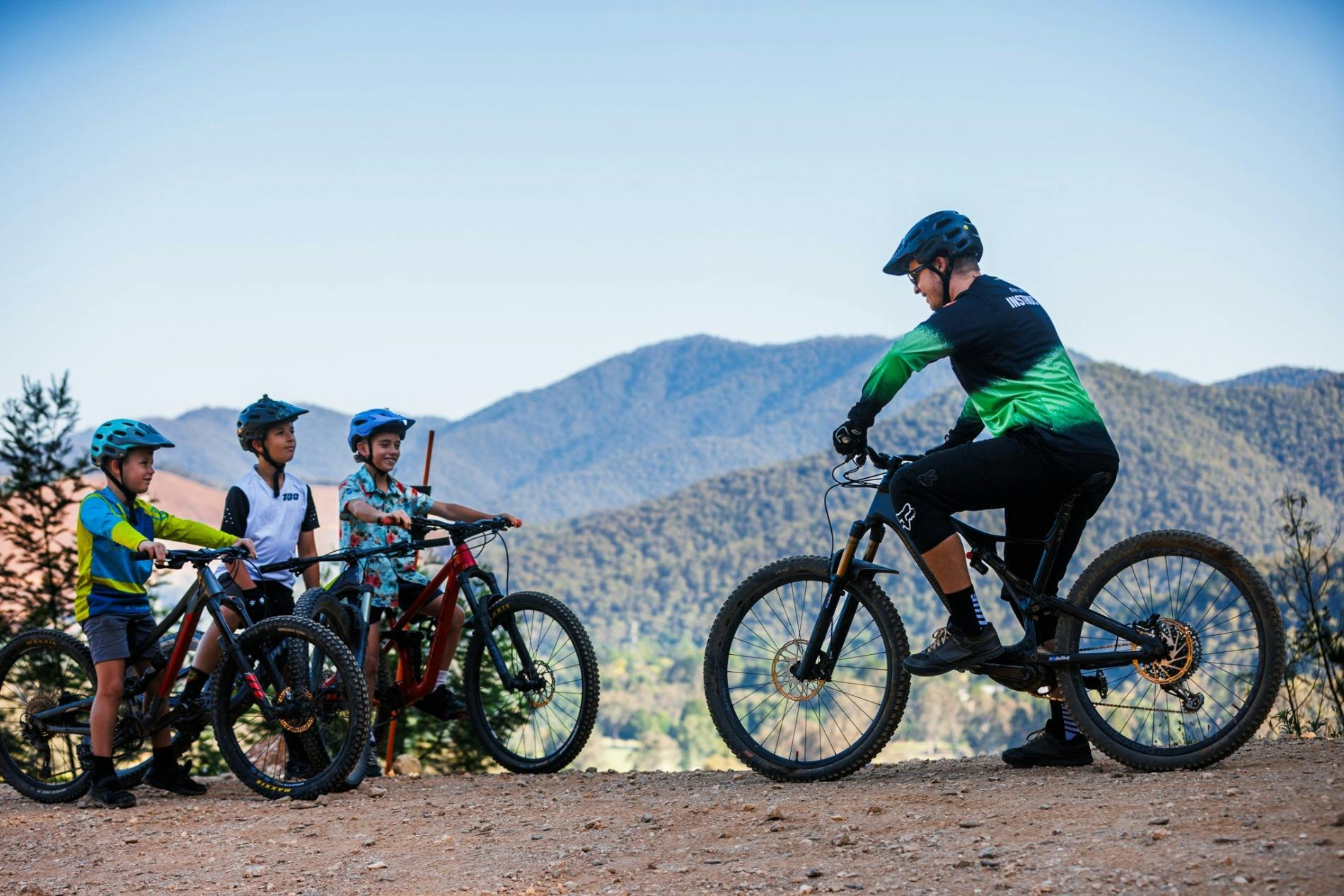 Young group of riders at Mystic participating in bike lessons